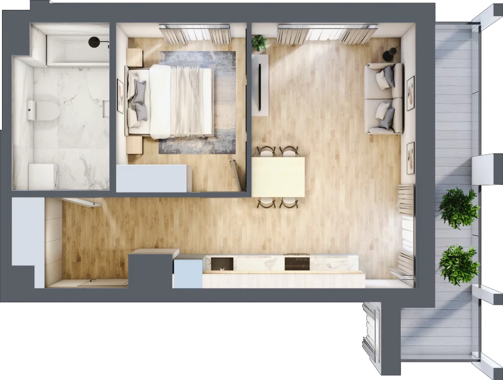 2 pokoje, mieszkanie 45,34 m², piętro 3, oferta nr A/A4-9-27, Gemini G-7, Kielce, Centrum, ul. Górna 7