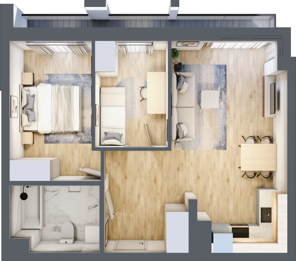3 pokoje, mieszkanie 52,41 m², piętro 4, oferta nr A/A5-1-28, Gemini G-7, Kielce, Centrum, ul. Górna 7