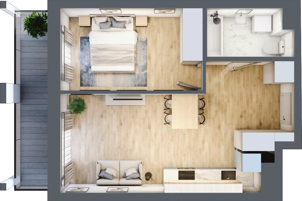 2 pokoje, mieszkanie 42,24 m², piętro 4, oferta nr A/A5-7-34, Gemini G-7, Kielce, Centrum, ul. Górna 7