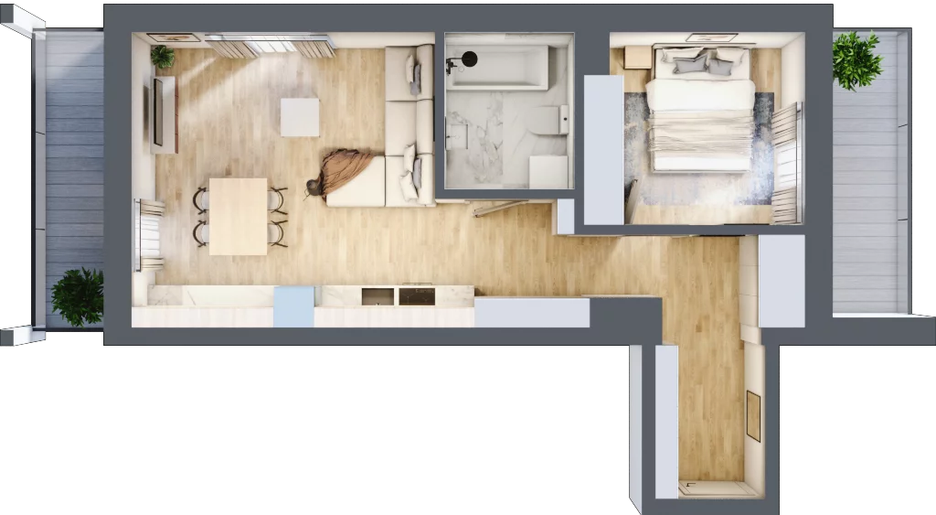 2 pokoje, mieszkanie 45,40 m², piętro 4, oferta nr A/A5-8-35, Gemini G-7, Kielce, Centrum, ul. Górna 7