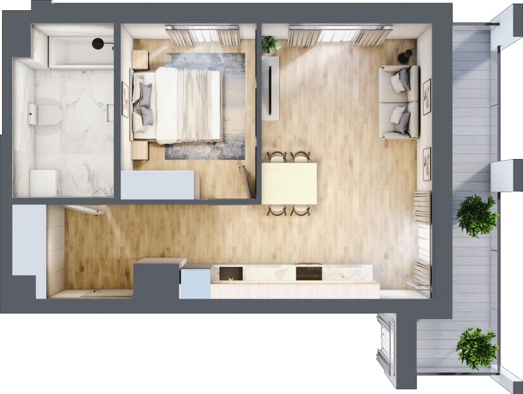 2 pokoje, mieszkanie 45,34 m², piętro 4, oferta nr A/A5-9-36, Gemini G-7, Kielce, Centrum, ul. Górna 7