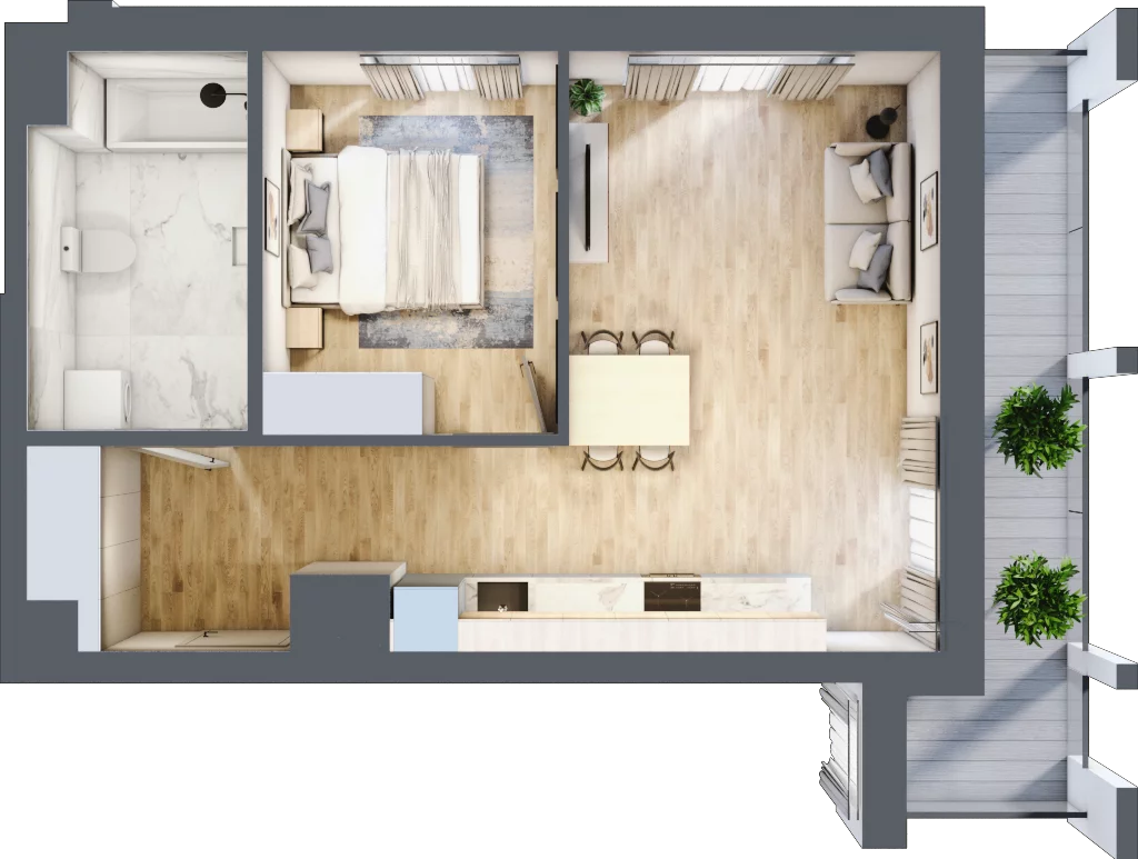 2 pokoje, mieszkanie 45,34 m², piętro 5, oferta nr A/A6-9-45, Gemini G-7, Kielce, Centrum, ul. Górna 7