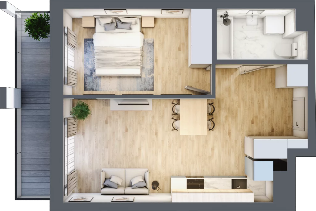 2 pokoje, mieszkanie 42,24 m², piętro 6, oferta nr A/A7-7-52, Gemini G-7, Kielce, Centrum, ul. Górna 7