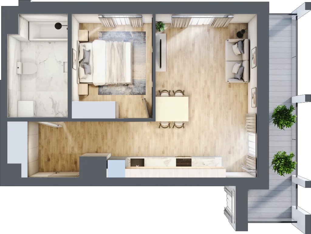 2 pokoje, mieszkanie 45,34 m², piętro 6, oferta nr A/A7-9-54, Gemini G-7, Kielce, Centrum, ul. Górna 7