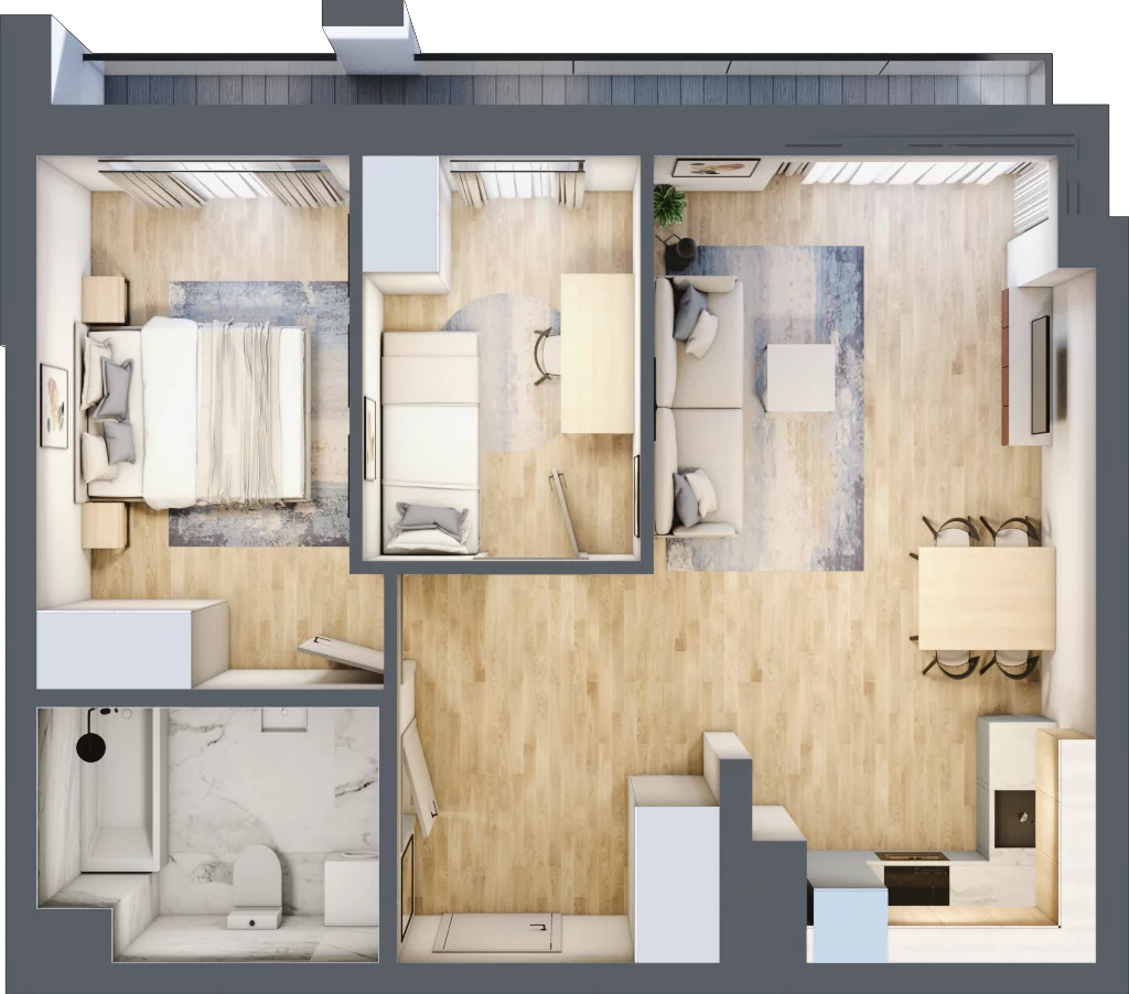 3 pokoje, mieszkanie 52,41 m², piętro 7, oferta nr A/A8-1-55, Gemini G-7, Kielce, Centrum, ul. Górna 7