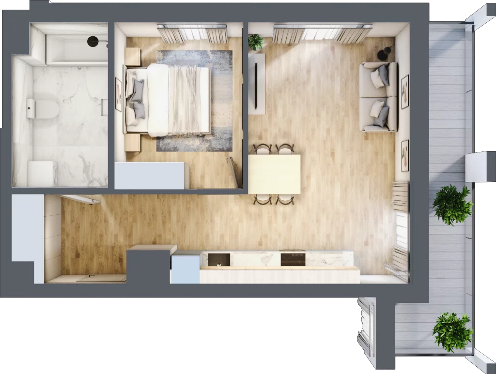 2 pokoje, mieszkanie 45,34 m², piętro 7, oferta nr A/A8-9-63, Gemini G-7, Kielce, Centrum, ul. Górna 7