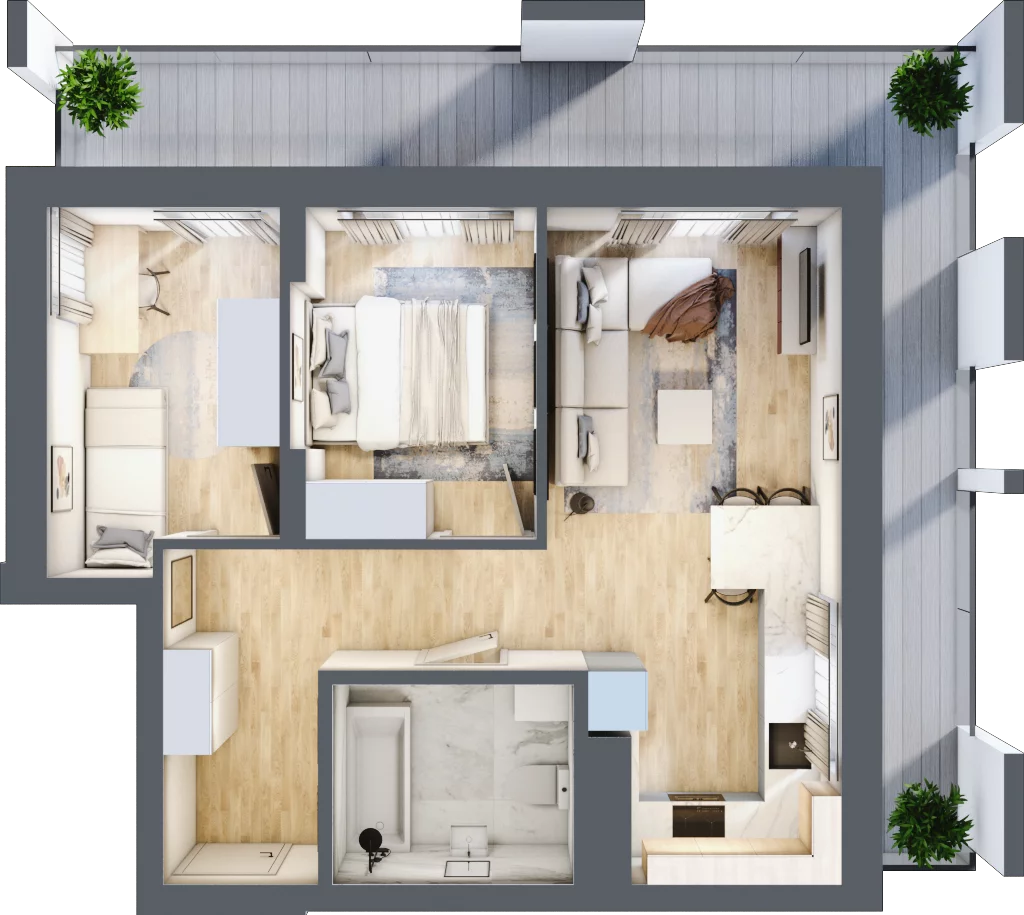 3 pokoje, mieszkanie 48,71 m², piętro 1, oferta nr B/B2-2-89, Gemini G-7, Kielce, Centrum, ul. Górna 7