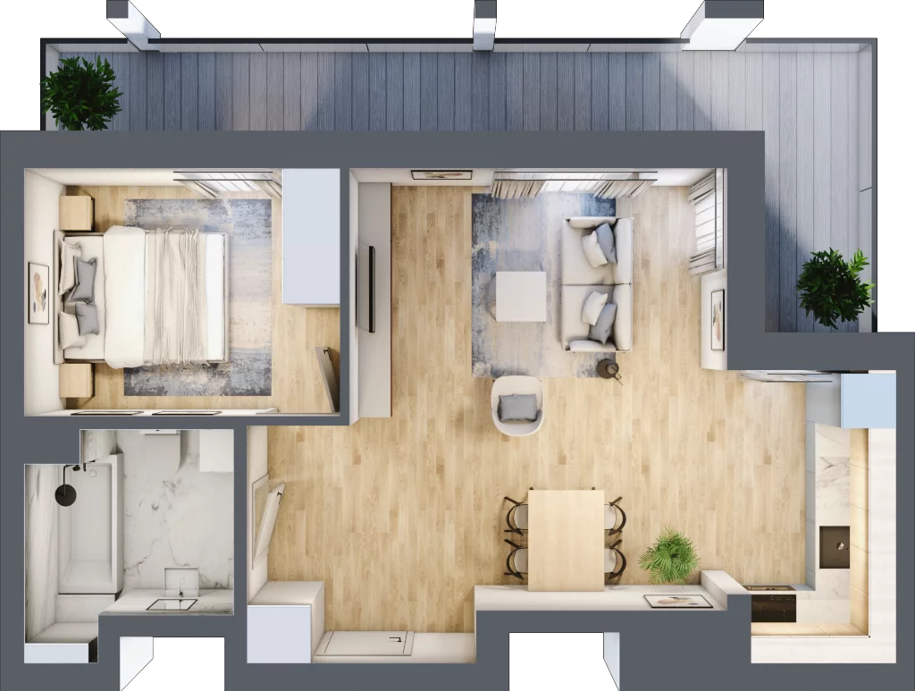2 pokoje, mieszkanie 44,22 m², piętro 1, oferta nr B/B2-3-90, Gemini G-7, Kielce, Centrum, ul. Górna 7