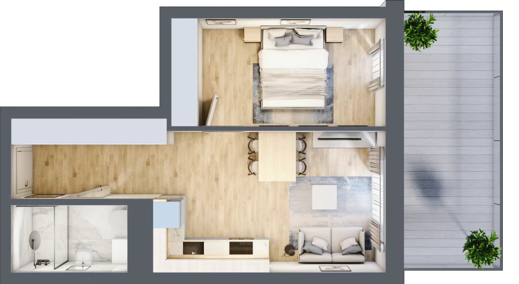 2 pokoje, mieszkanie 38,73 m², piętro 1, oferta nr B/B2-5-92, Gemini G-7, Kielce, Centrum, ul. Górna 7