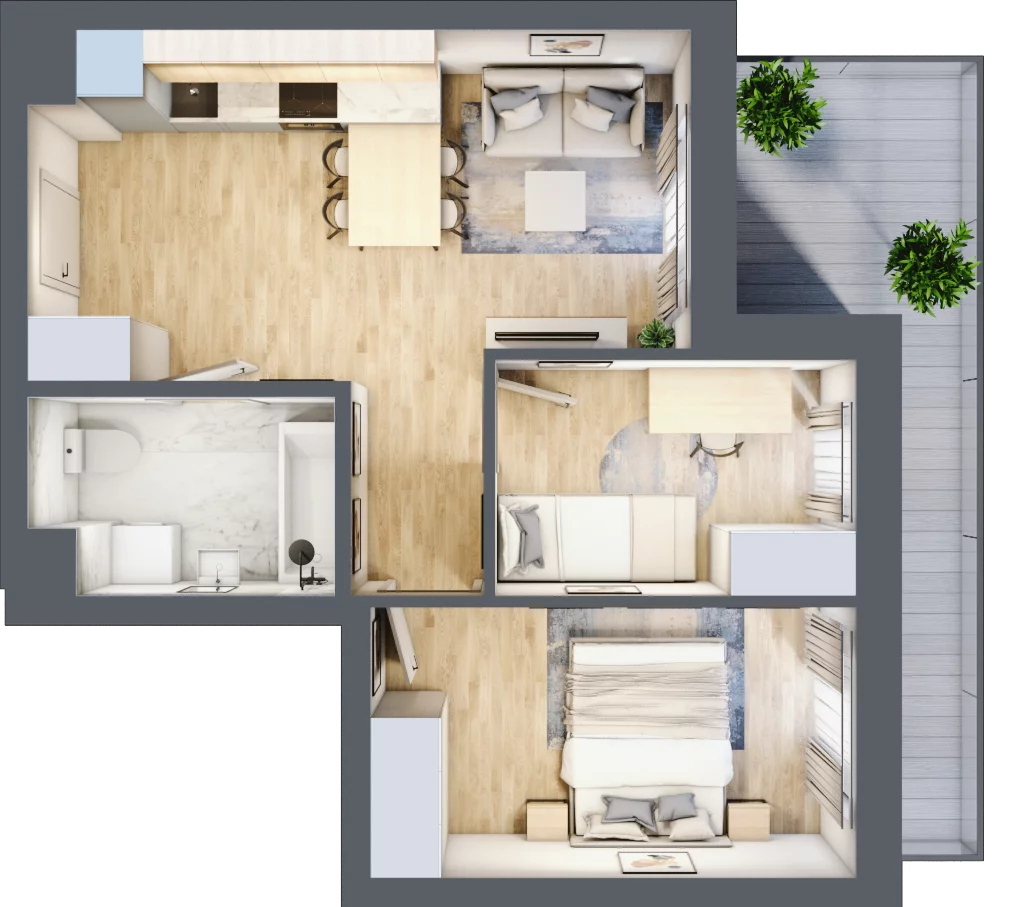 3 pokoje, mieszkanie 43,10 m², piętro 1, oferta nr B/B2-7-94, Gemini G-7, Kielce, Centrum, ul. Górna 7