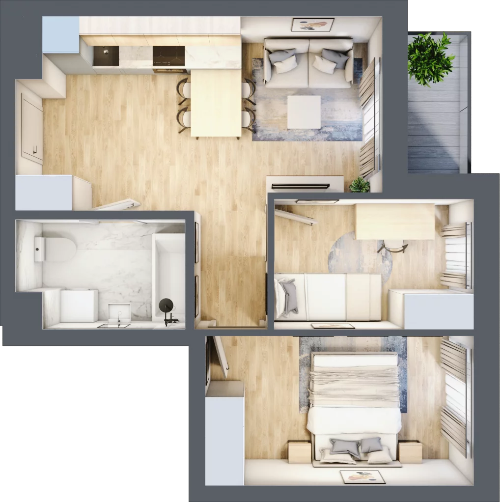 3 pokoje, mieszkanie 42,95 m², piętro 2, oferta nr B/B3-7-104, Gemini G-7, Kielce, Centrum, ul. Górna 7