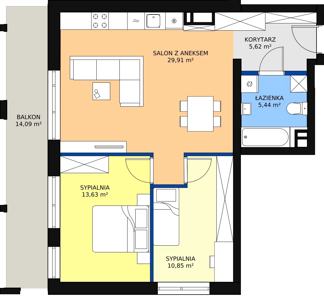 Nowe mieszkanie, 65,45 m², 3 pokoje, 3 piętro, oferta nr B/B4-8-115