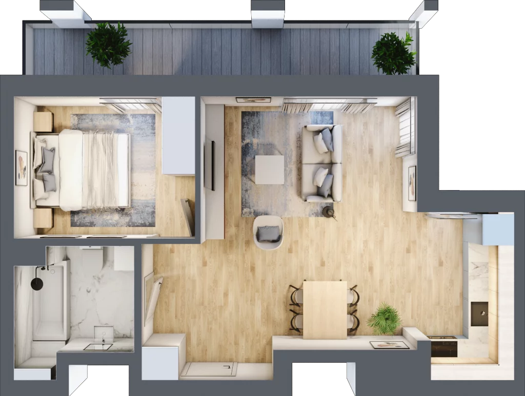 2 pokoje, mieszkanie 44,04 m², piętro 4, oferta nr B/B5-3-120, Gemini G-7, Kielce, Centrum, ul. Górna 7