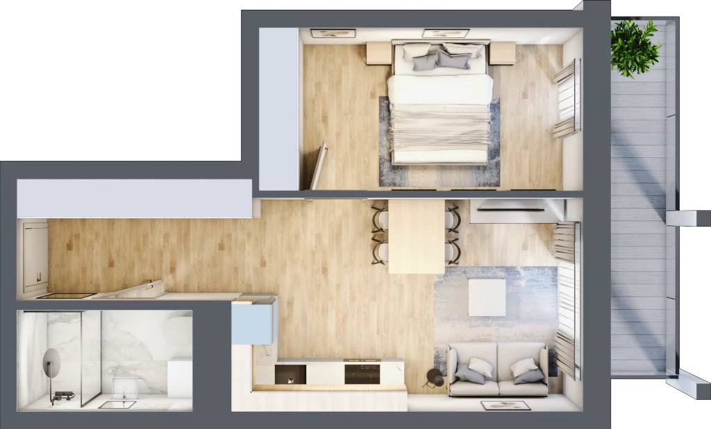 2 pokoje, mieszkanie 38,73 m², piętro 6, oferta nr B/B7-5-142, Gemini G-7, Kielce, Centrum, ul. Górna 7