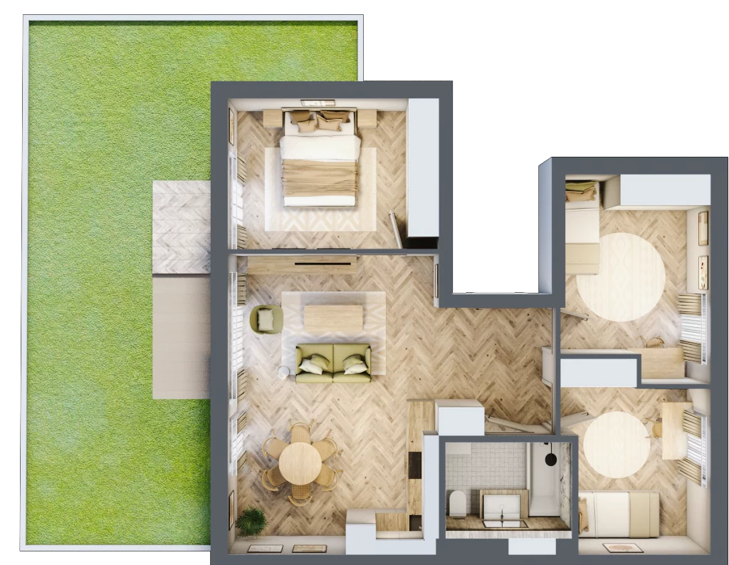 4 pokoje, mieszkanie 69,93 m², parter, oferta nr C1, Sowia, Kraków, Łagiewniki-Borek Fałęcki, ul.  Sowia