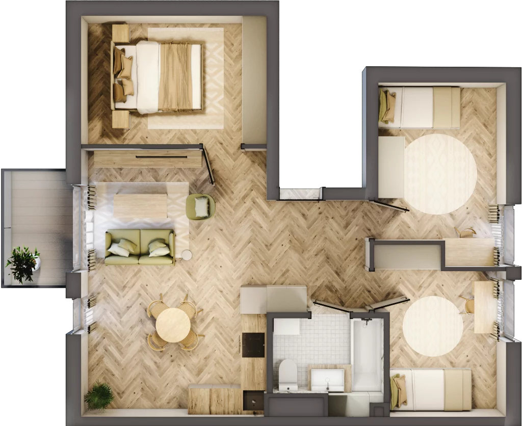 4 pokoje, mieszkanie 56,35 m², piętro 1, oferta nr A2, Sowia, Kraków, Łagiewniki-Borek Fałęcki, ul.  Sowia