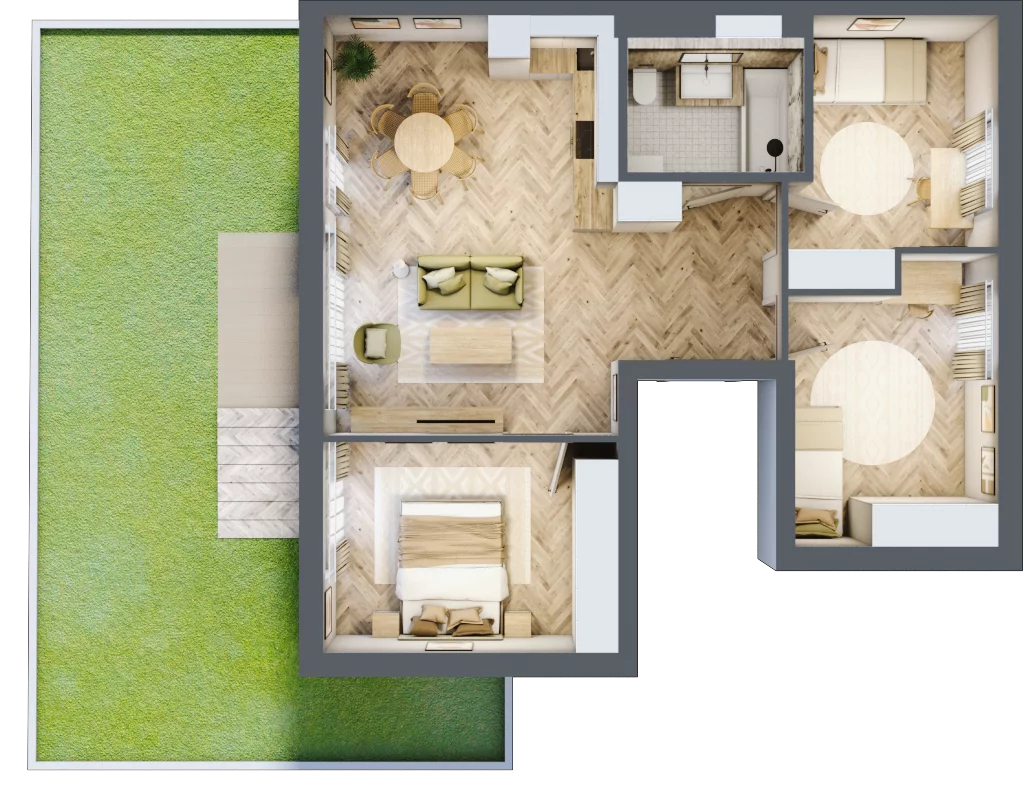 4 pokoje, mieszkanie 69,93 m², parter, oferta nr D1, Sowia, Kraków, Łagiewniki-Borek Fałęcki, ul.  Sowia