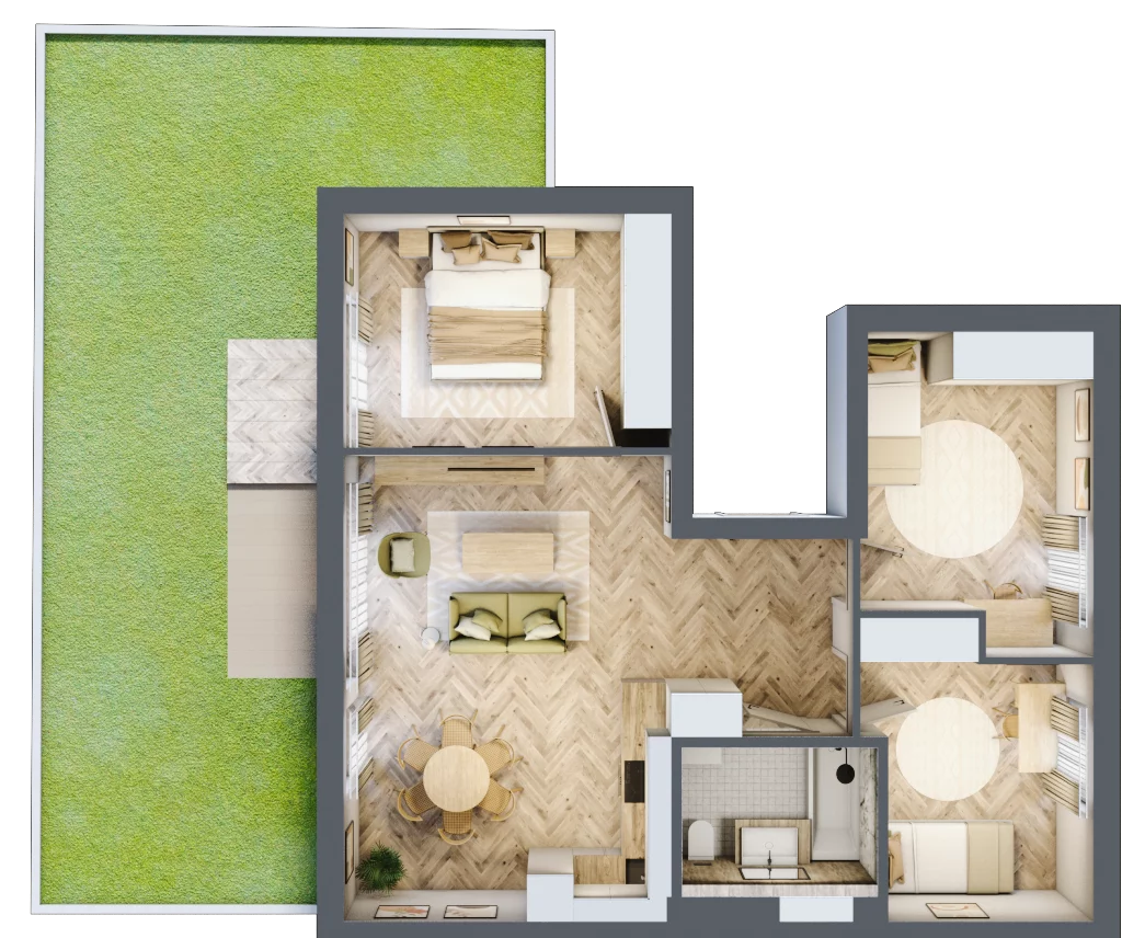 4 pokoje, mieszkanie 69,93 m², parter, oferta nr A1, Sowia, Kraków, Łagiewniki-Borek Fałęcki, ul.  Sowia