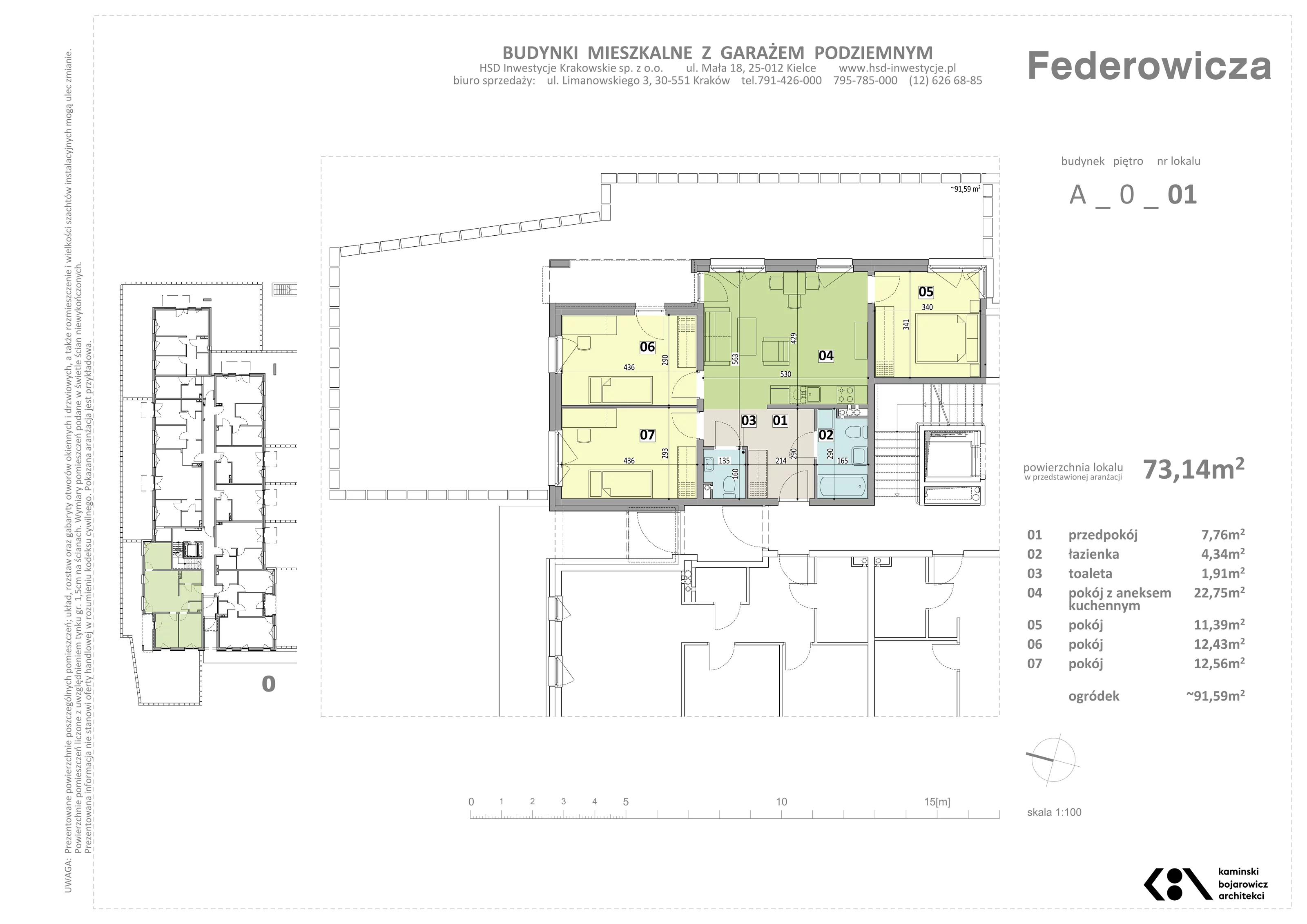 Mieszkanie 73,14 m², parter, oferta nr A/1, Federowicza – Ruczaj Park, Kraków, Dębniki, Skotniki, ul. Federowicza