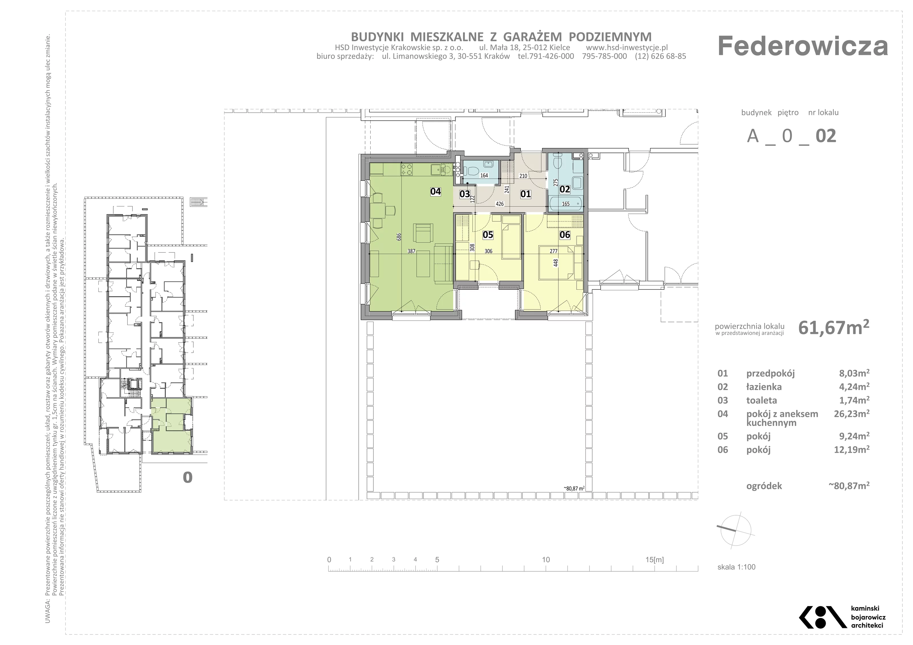 Mieszkanie 61,67 m², parter, oferta nr A/2, Federowicza – Ruczaj Park, Kraków, Dębniki, Skotniki, ul. Federowicza