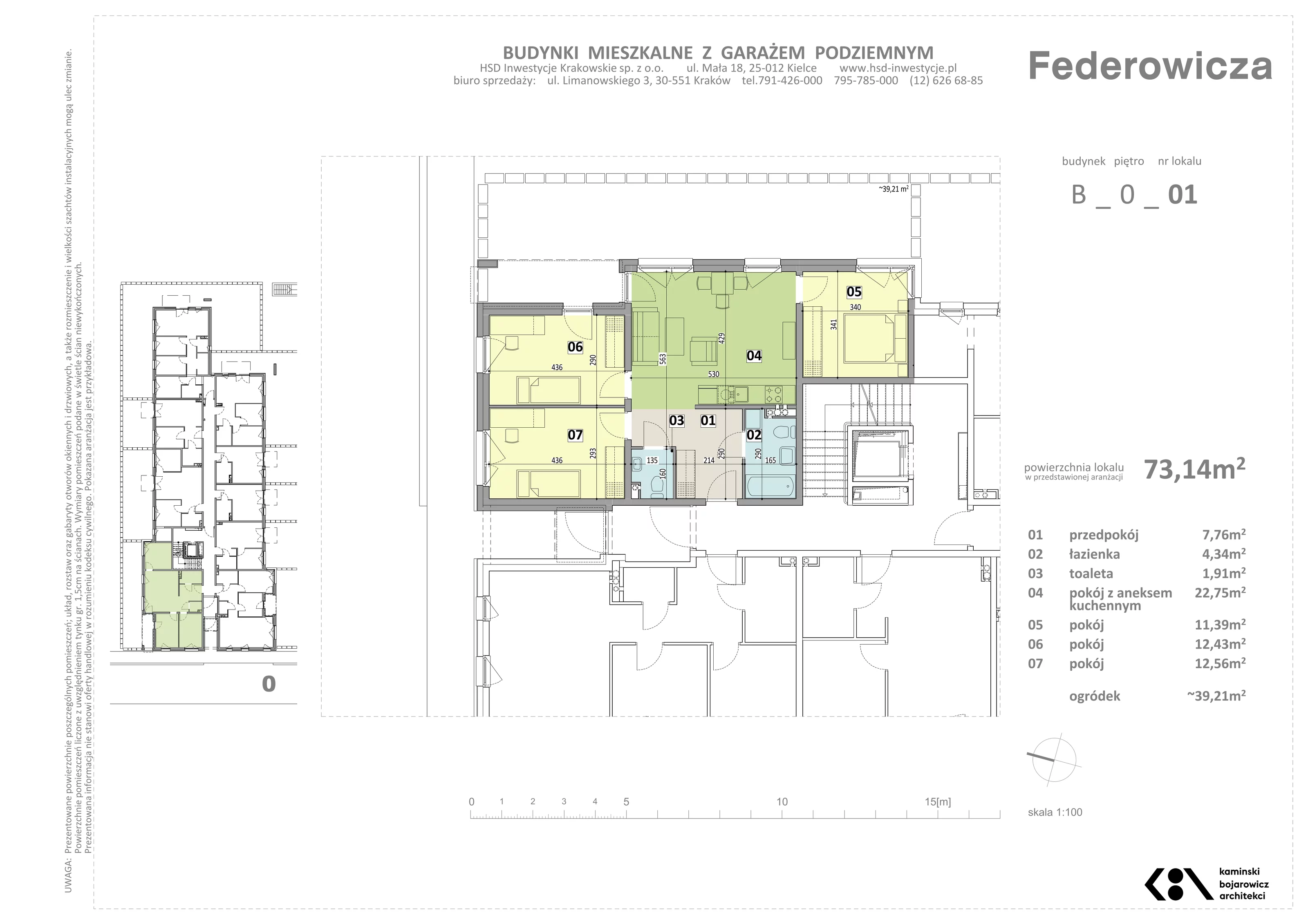 Mieszkanie 73,14 m², parter, oferta nr B/1, Federowicza – Ruczaj Park, Kraków, Dębniki, Skotniki, ul. Federowicza