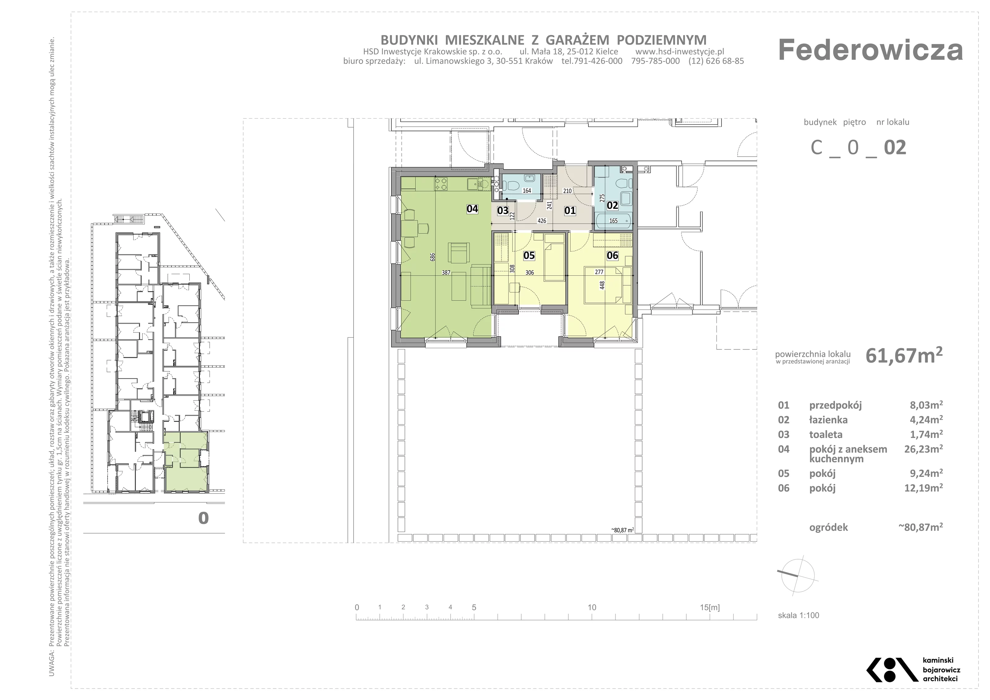 Mieszkanie 61,67 m², parter, oferta nr C/2, Federowicza – Ruczaj Park, Kraków, Dębniki, Skotniki, ul. Federowicza