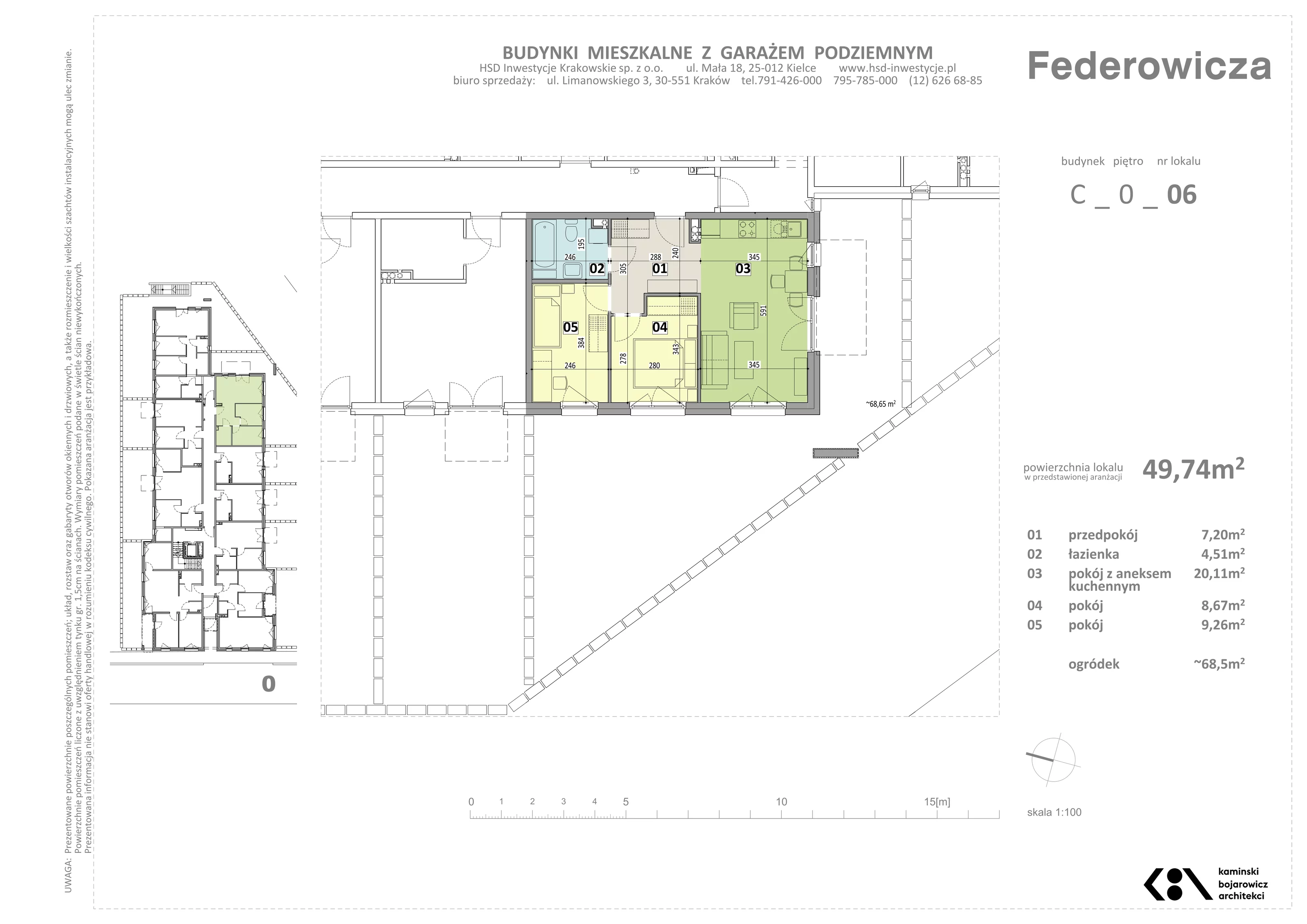 Mieszkanie 49,74 m², parter, oferta nr C/6, Federowicza – Ruczaj Park, Kraków, Dębniki, Skotniki, ul. Federowicza