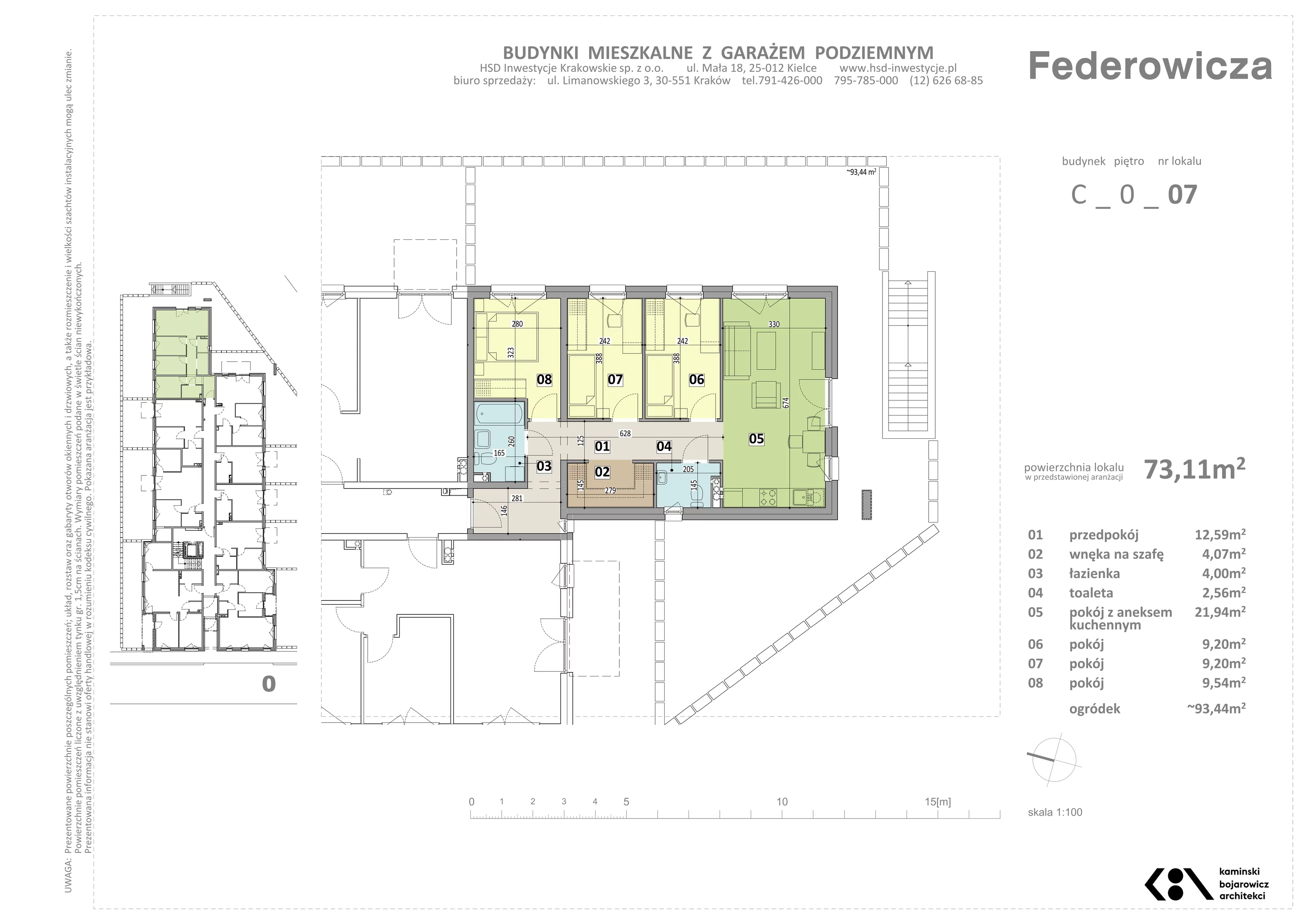 Mieszkanie 73,11 m², parter, oferta nr C/7, Federowicza – Ruczaj Park, Kraków, Dębniki, Skotniki, ul. Federowicza