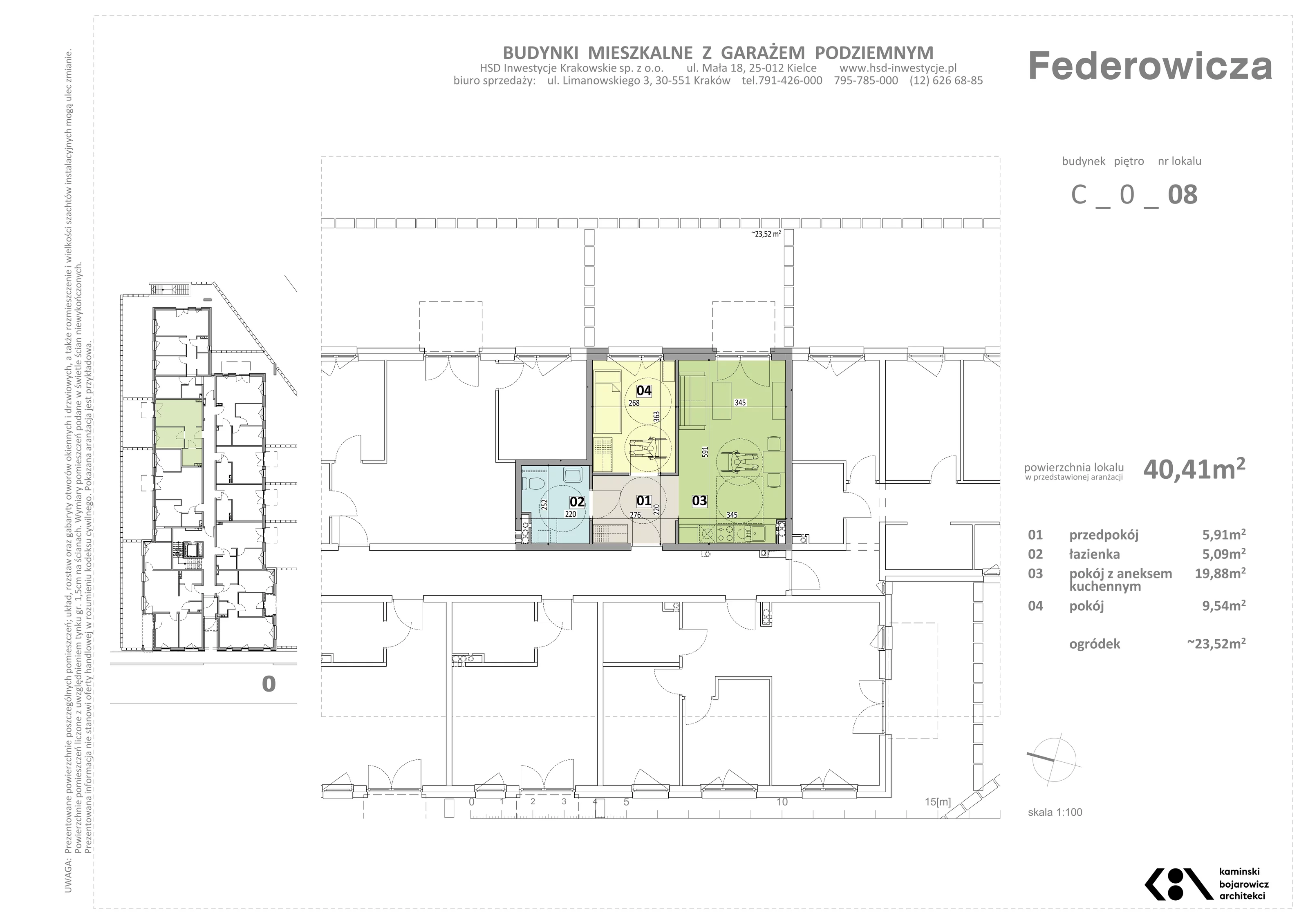 Mieszkanie 40,41 m², parter, oferta nr C/8, Federowicza – Ruczaj Park, Kraków, Dębniki, Skotniki, ul. Federowicza