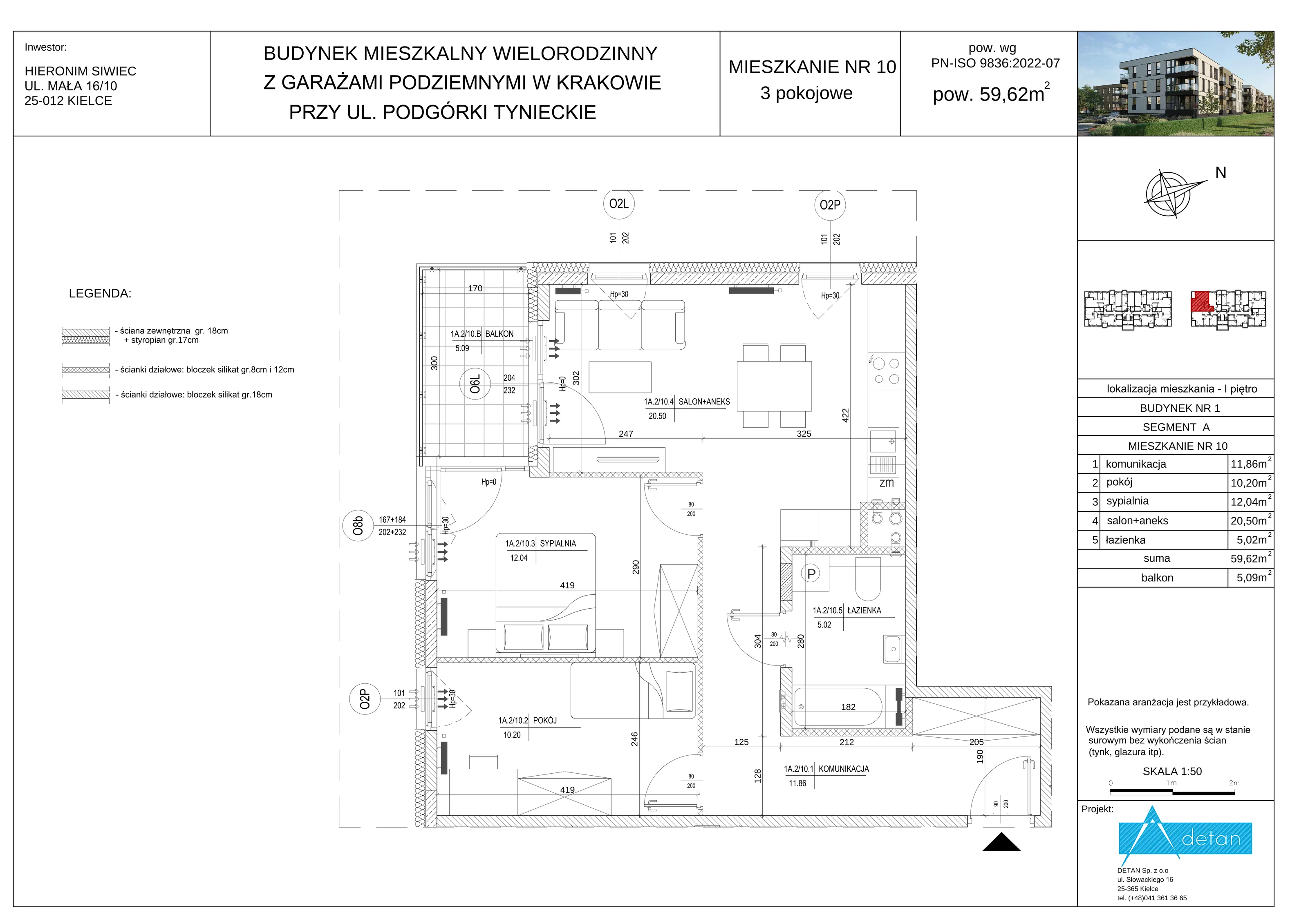 3 pokoje, mieszkanie 59,62 m², piętro 1, oferta nr A-10, Podgórki Tynieckie, Kraków, Dębniki, ul. Podgórki Tynieckie