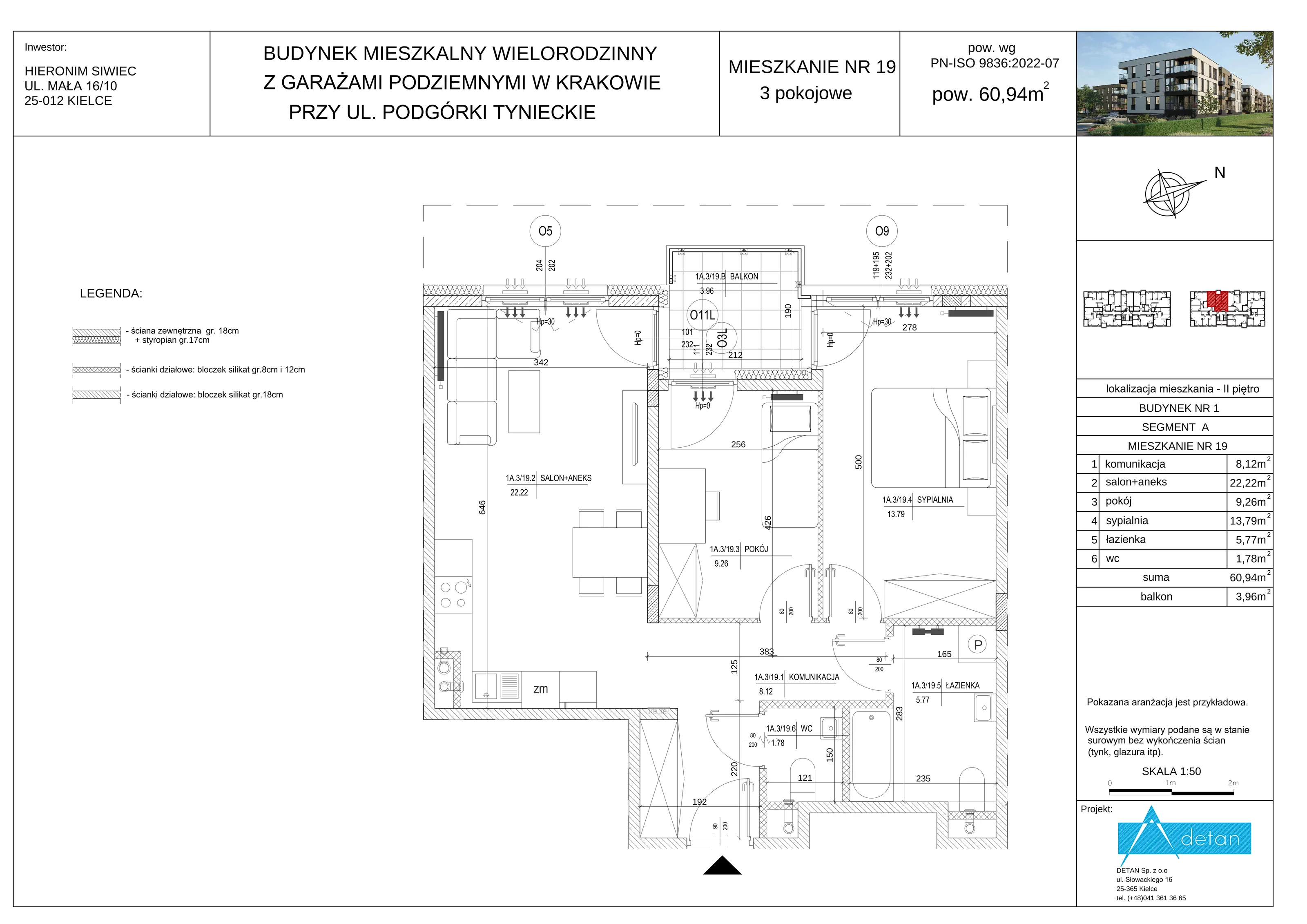 3 pokoje, mieszkanie 60,94 m², piętro 2, oferta nr A-19, Podgórki Tynieckie, Kraków, Dębniki, ul. Podgórki Tynieckie