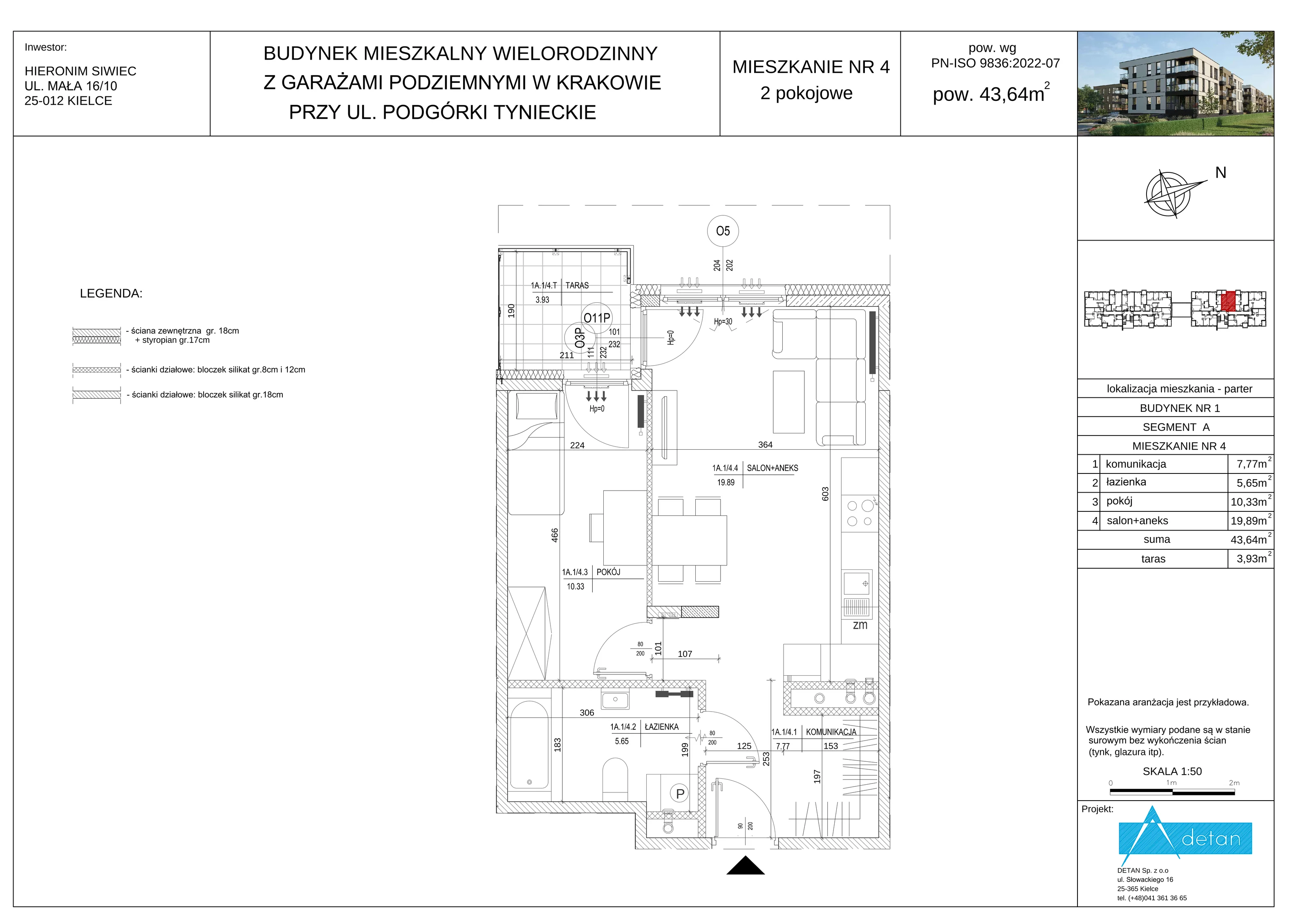 2 pokoje, mieszkanie 43,64 m², parter, oferta nr A-4, Podgórki Tynieckie, Kraków, Dębniki, ul. Podgórki Tynieckie