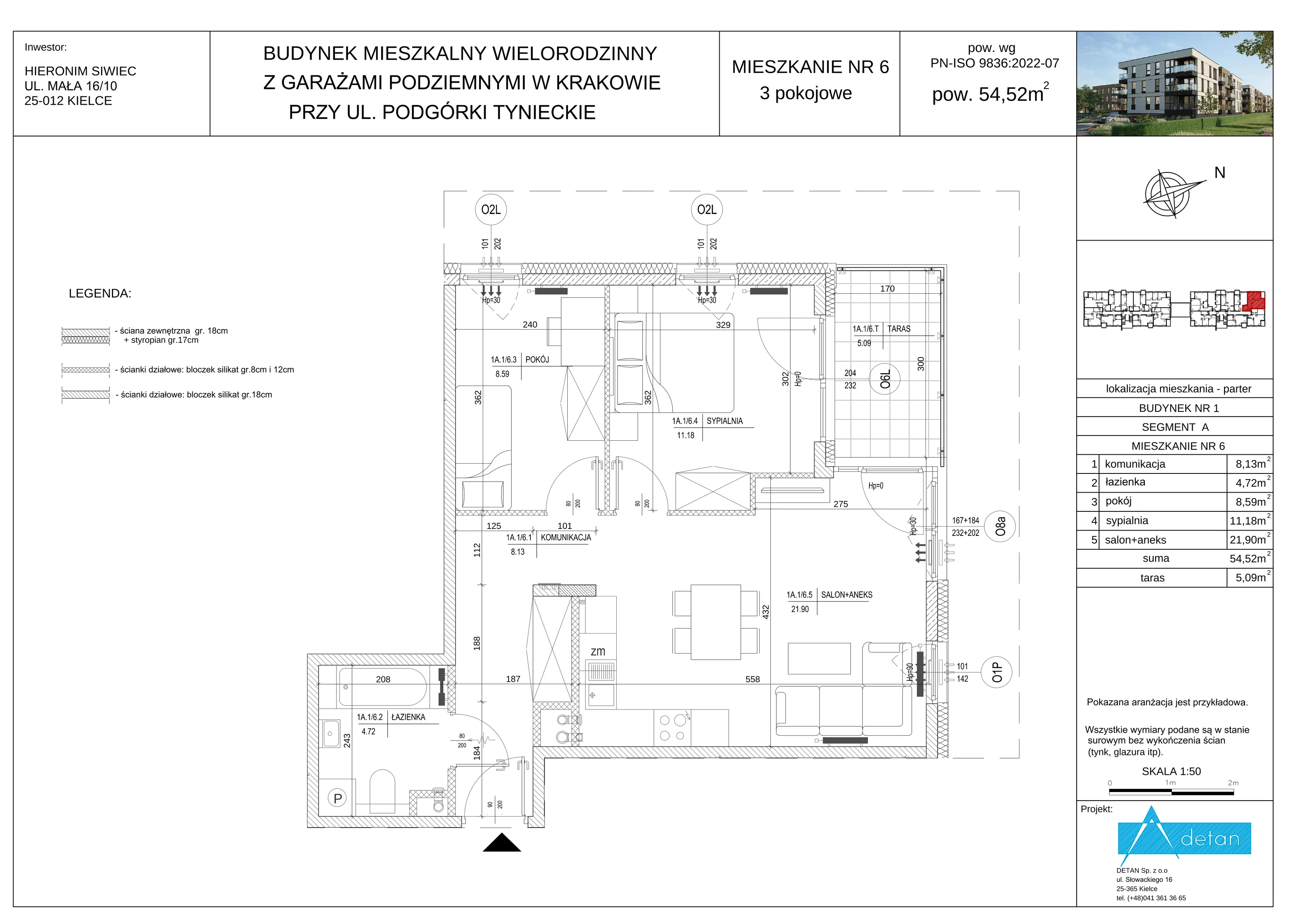 3 pokoje, mieszkanie 54,52 m², parter, oferta nr A-6, Podgórki Tynieckie, Kraków, Dębniki, ul. Podgórki Tynieckie