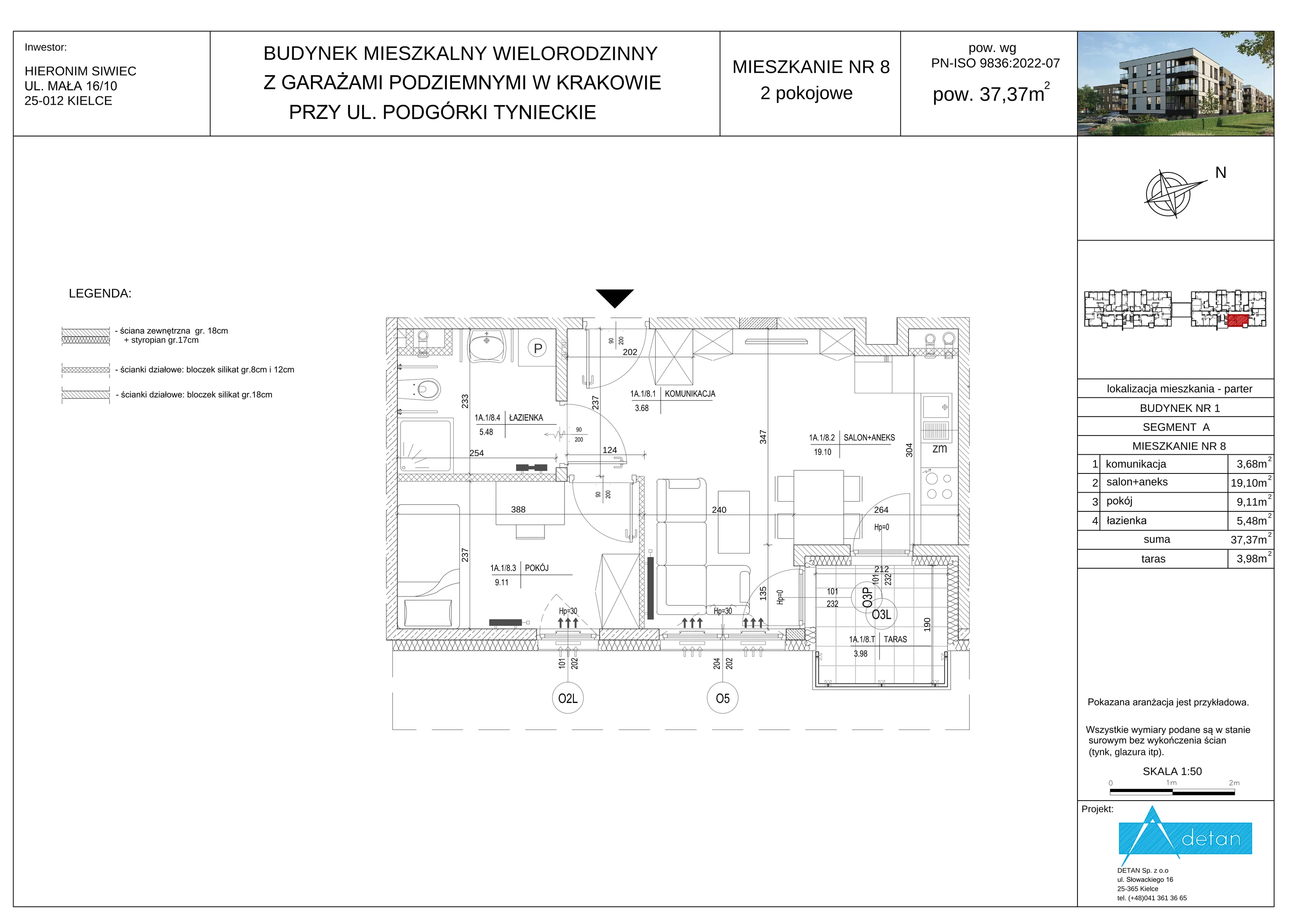 2 pokoje, mieszkanie 37,37 m², parter, oferta nr A-8, Podgórki Tynieckie, Kraków, Dębniki, ul. Podgórki Tynieckie