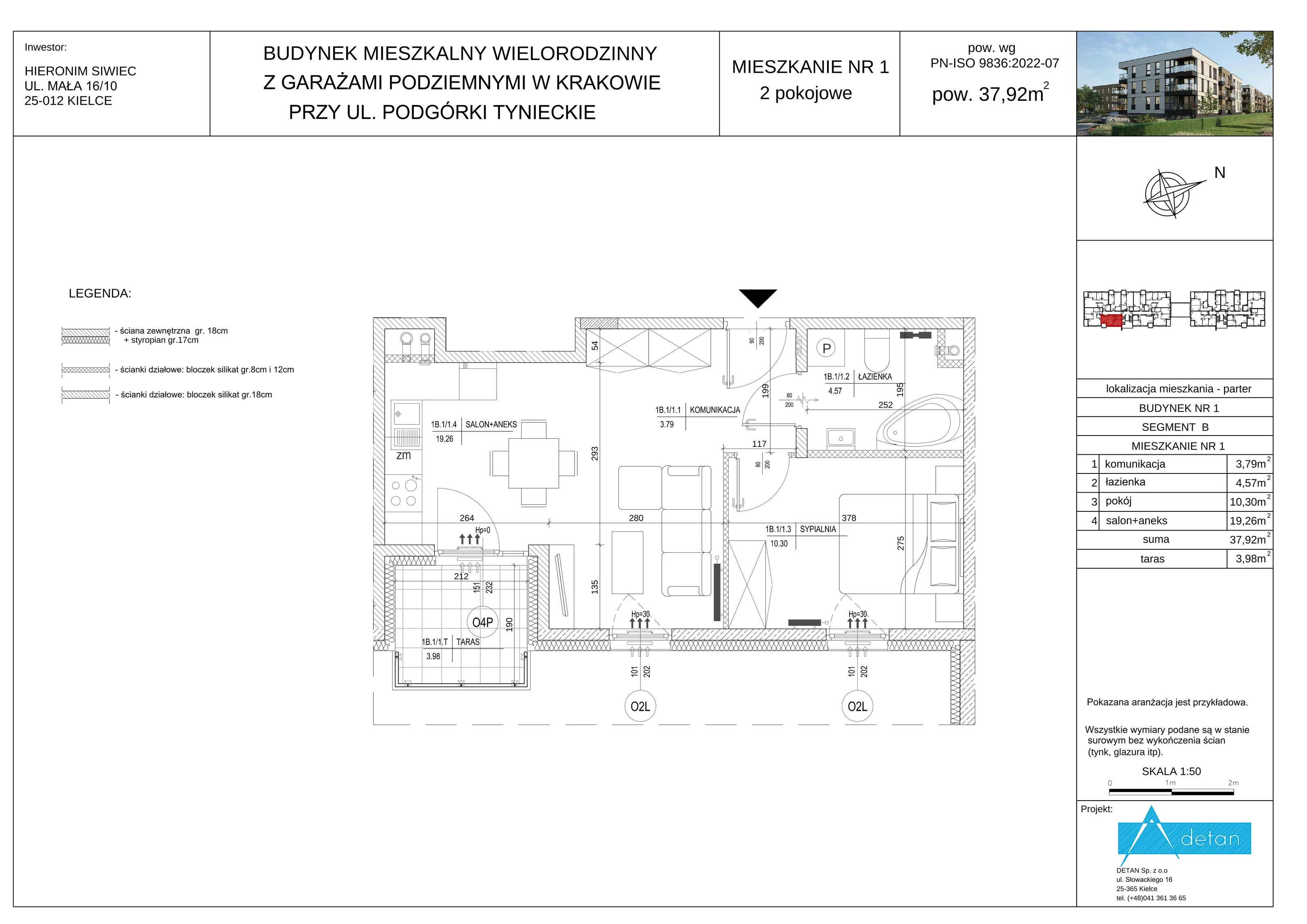 2 pokoje, mieszkanie 37,92 m², parter, oferta nr B-1, Podgórki Tynieckie, Kraków, Dębniki, ul. Podgórki Tynieckie