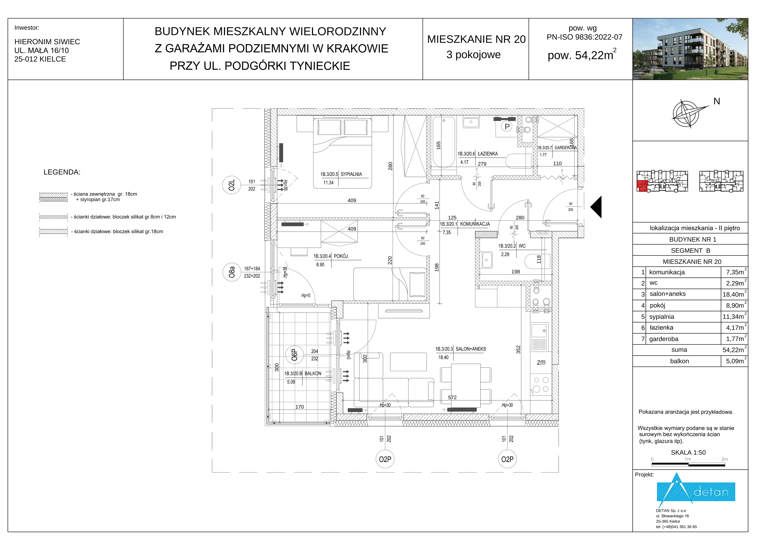 3 pokoje, mieszkanie 54,22 m², piętro 2, oferta nr B-20, Podgórki Tynieckie, Kraków, Dębniki, ul. Podgórki Tynieckie