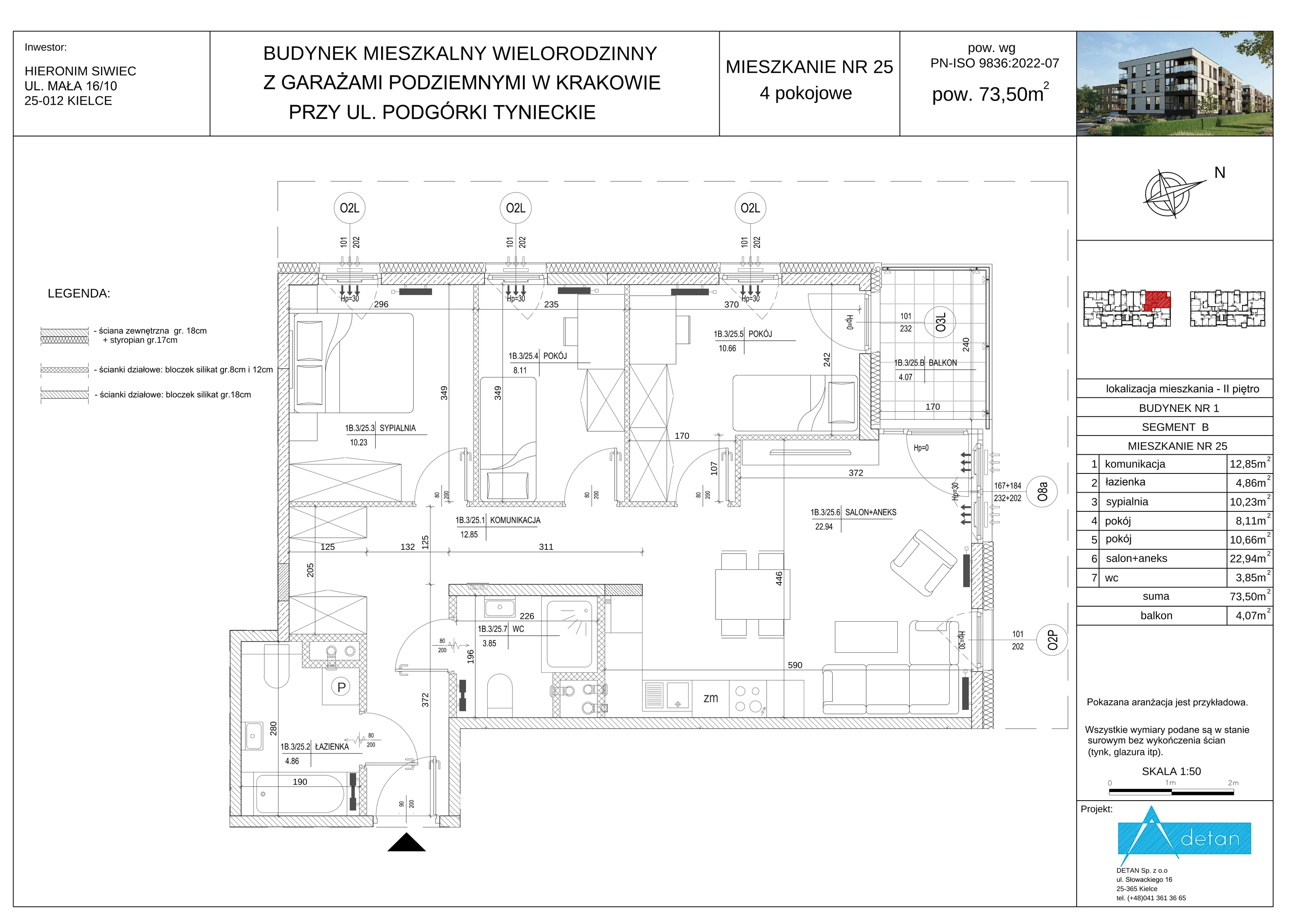 4 pokoje, mieszkanie 73,50 m², piętro 2, oferta nr B-25, Podgórki Tynieckie, Kraków, Dębniki, ul. Podgórki Tynieckie