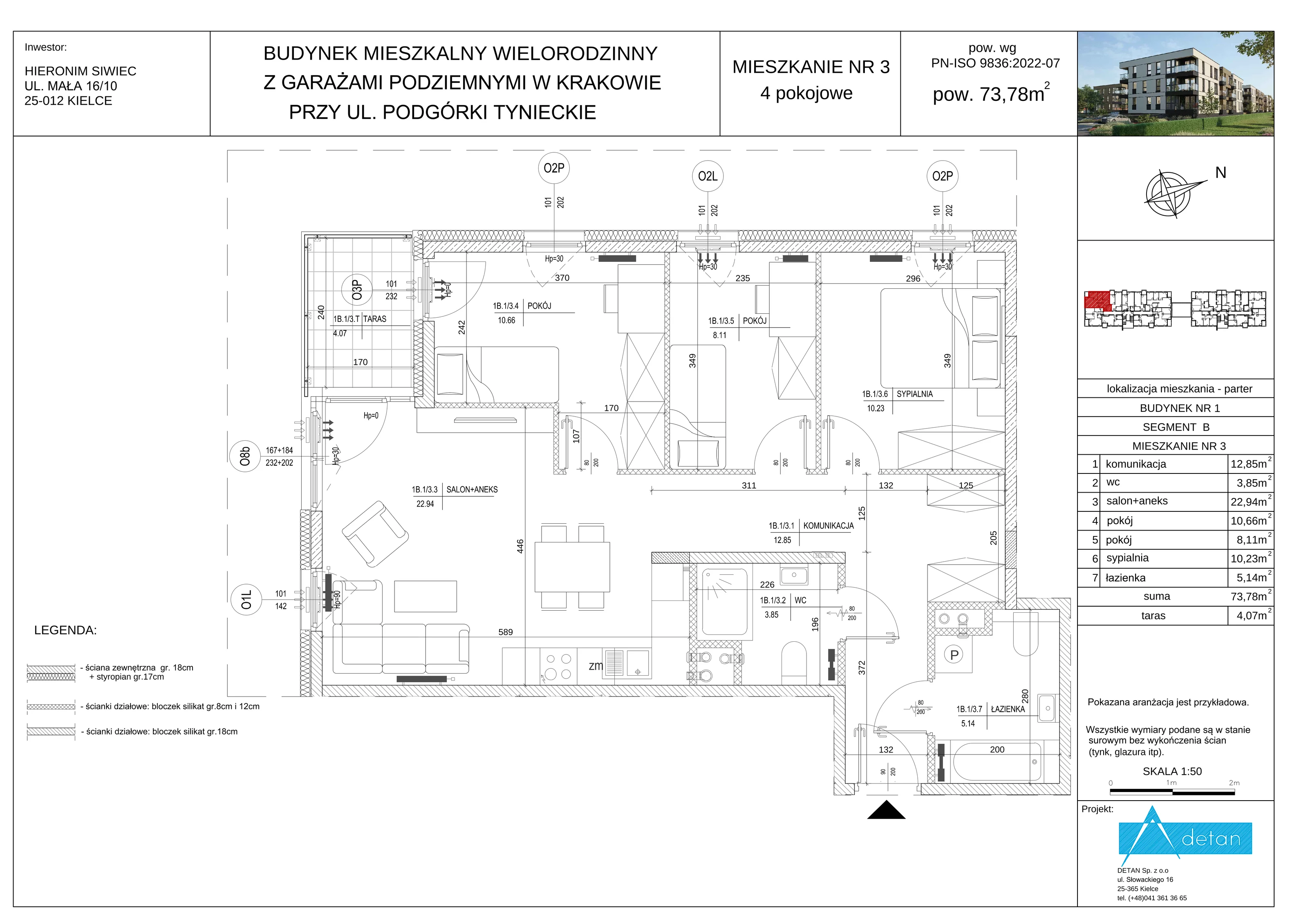 4 pokoje, mieszkanie 73,78 m², parter, oferta nr B-3, Podgórki Tynieckie, Kraków, Dębniki, ul. Podgórki Tynieckie