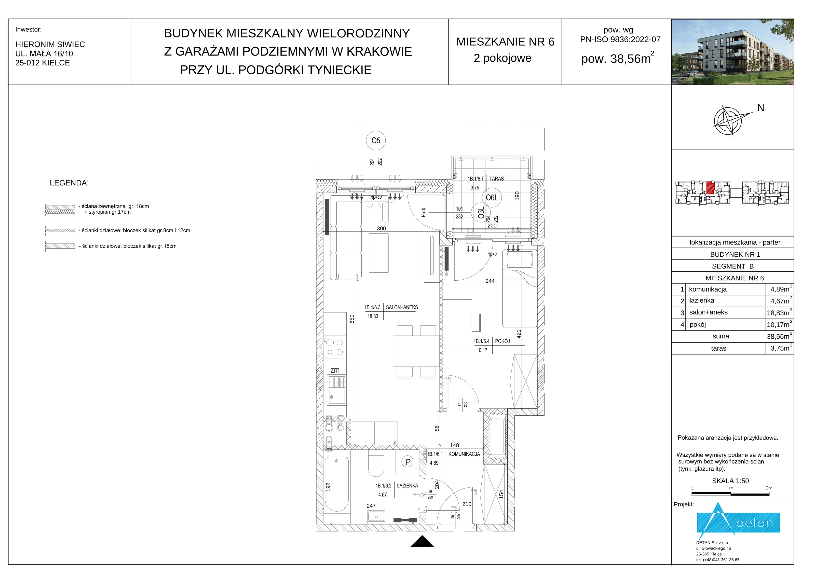 2 pokoje, mieszkanie 38,56 m², parter, oferta nr B-6, Podgórki Tynieckie, Kraków, Dębniki, ul. Podgórki Tynieckie