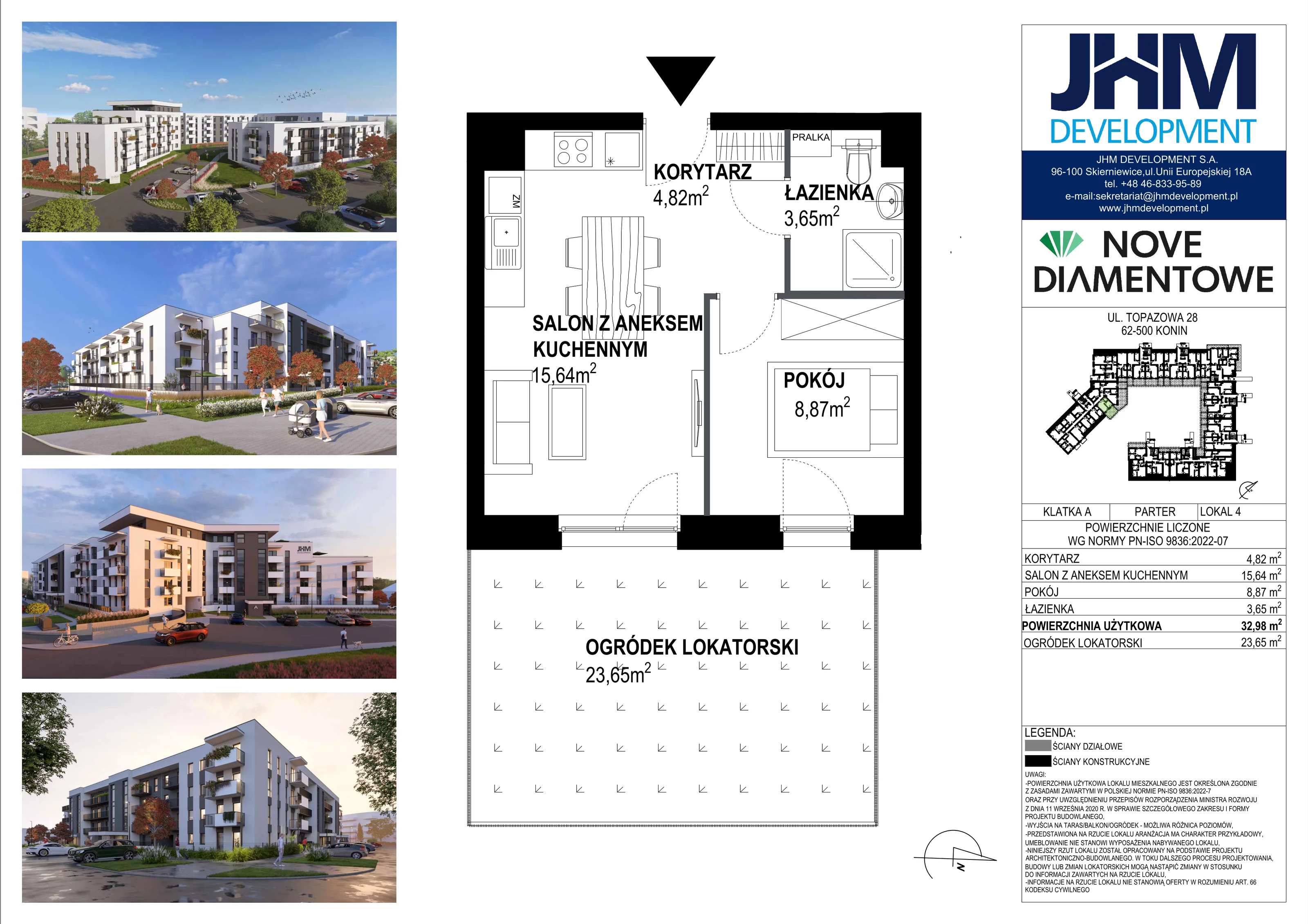 2 pokoje, mieszkanie 29,45 m², parter, oferta nr 6, Nove Diamentowe, Konin, Starówka, ul. Topazowa 28