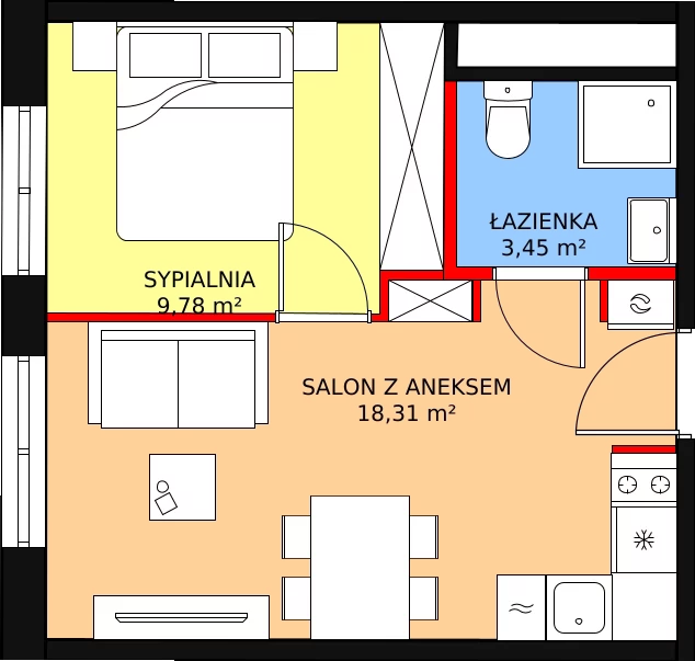 2 pokoje, apartament 32,75 m², parter, oferta nr 22, Apartamenty Zakopiańskie, Zakopane, ul. Szymony 17E