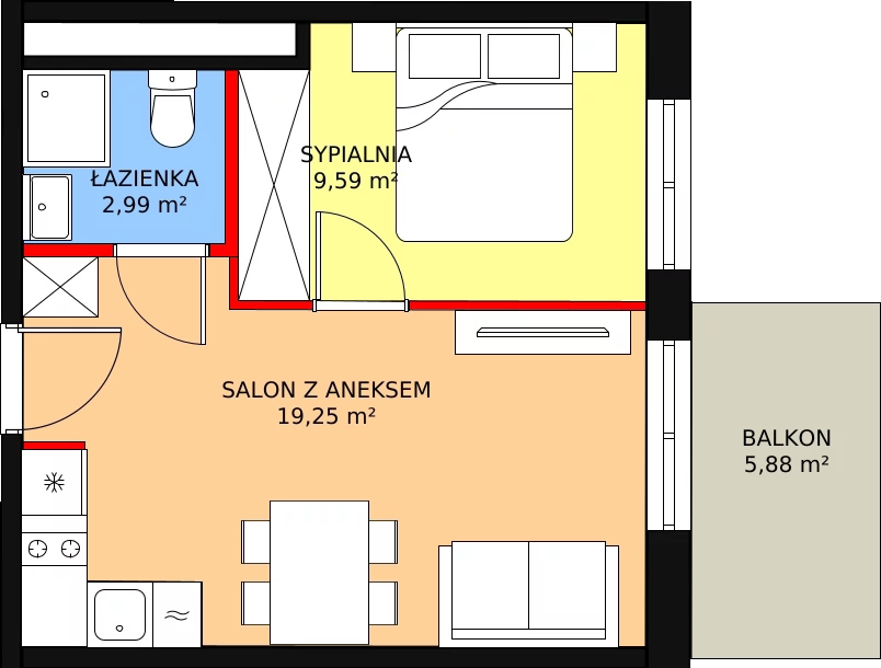 2 pokoje, apartament 32,94 m², parter, oferta nr 43, Apartamenty Zakopiańskie, Zakopane, ul. Szymony 17E