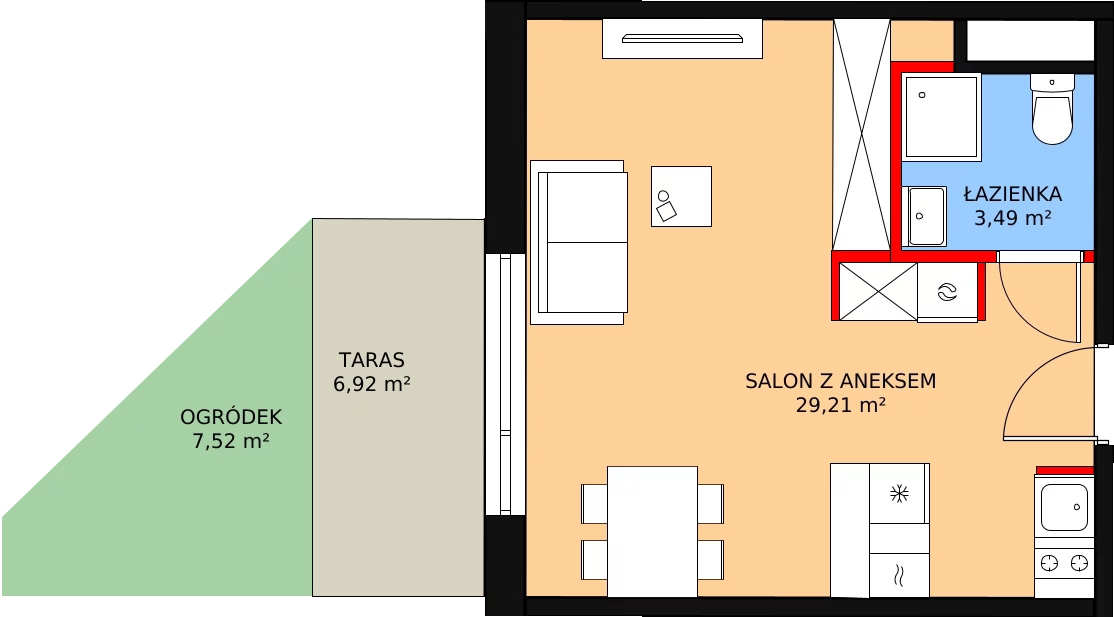 Apartament 33,70 m², parter, oferta nr 47, Apartamenty Zakopiańskie, Zakopane, ul. Szymony 17E