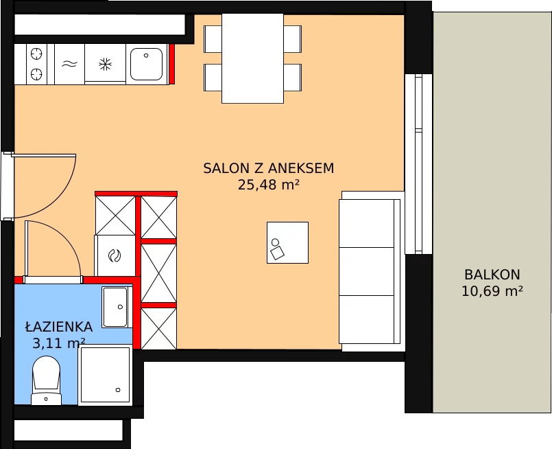 Apartament 29,49 m², piętro 1, oferta nr 143, Apartamenty Zakopiańskie, Zakopane, ul. Szymony 17E