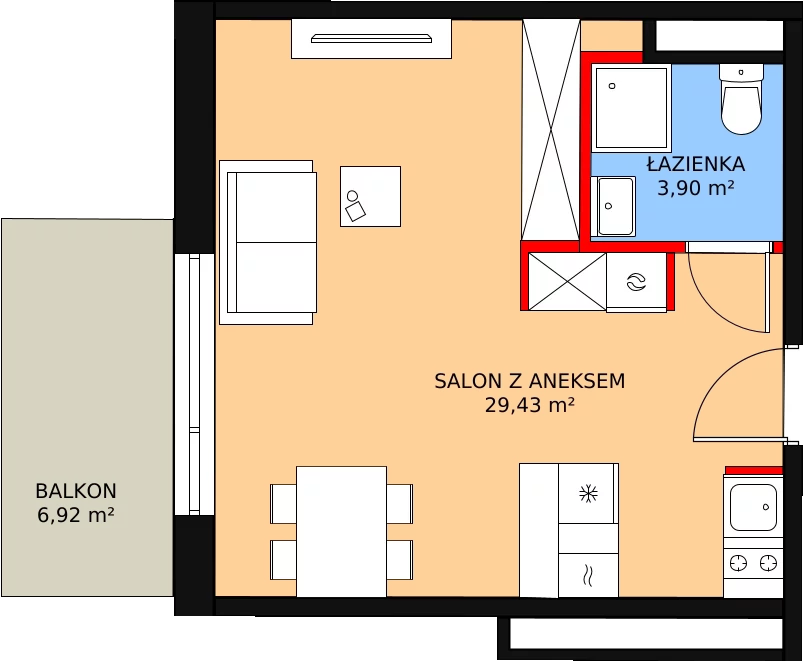 Apartament 33,84 m², piętro 1, oferta nr 147, Apartamenty Zakopiańskie, Zakopane, ul. Szymony 17E