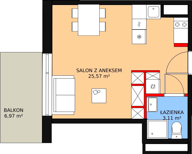 Apartament 29,59 m², piętro 2, oferta nr 210, Apartamenty Zakopiańskie, Zakopane, ul. Szymony 17E