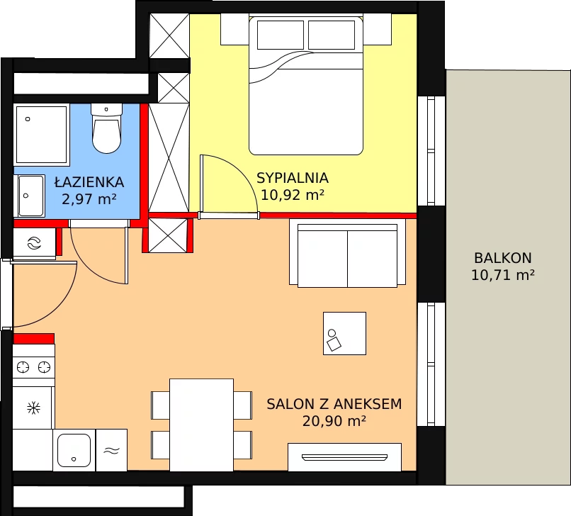 2 pokoje, apartament 35,92 m², piętro 3, oferta nr 304, Apartamenty Zakopiańskie, Zakopane, ul. Szymony 17E