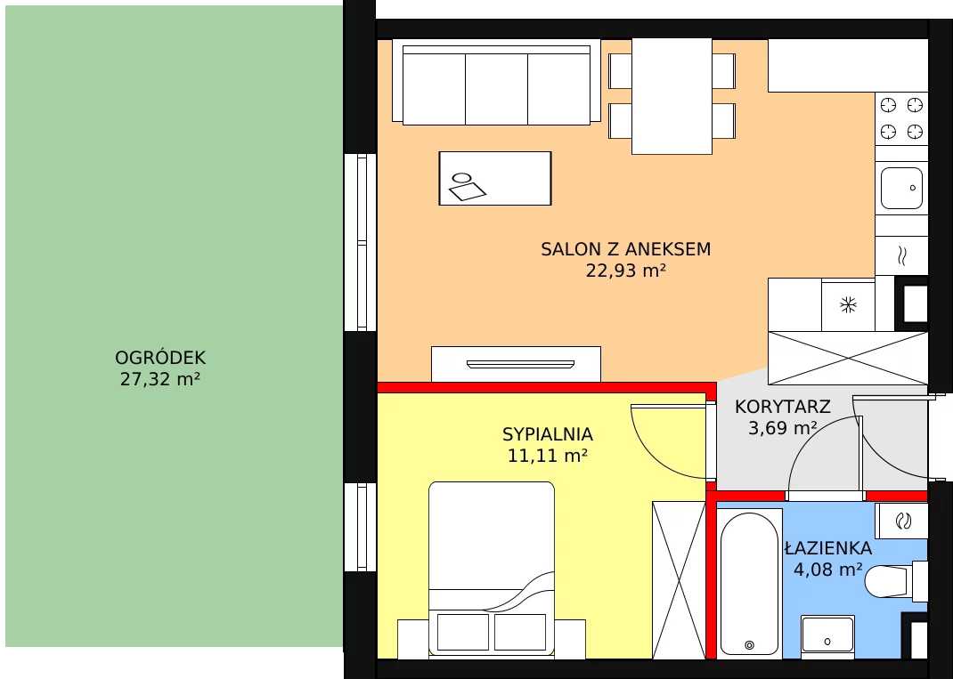 Mieszkanie 42,92 m², parter, oferta nr A.0.8, Skandinavia, Gdańsk, Orunia Górna-Gdańsk Południe, ul. Wielkopolska 66