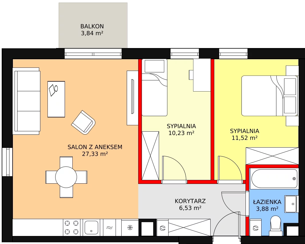 Mieszkanie 61,47 m², piętro 1, oferta nr A.1.19, Skandinavia, Gdańsk, Orunia Górna-Gdańsk Południe, ul. Wielkopolska 66