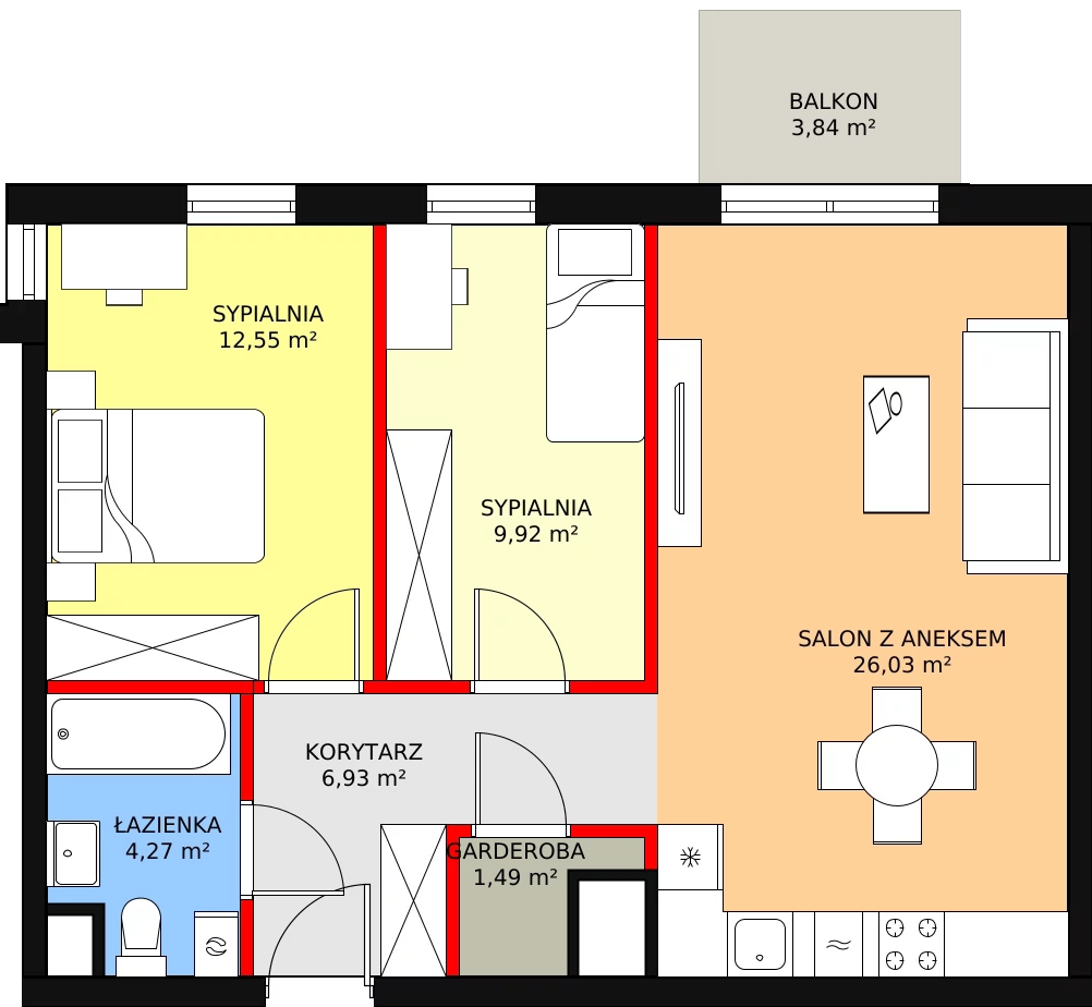 Mieszkanie 63,61 m², piętro 3, oferta nr C.3.34, Skandinavia, Gdańsk, Orunia Górna-Gdańsk Południe, ul. Wielkopolska 66